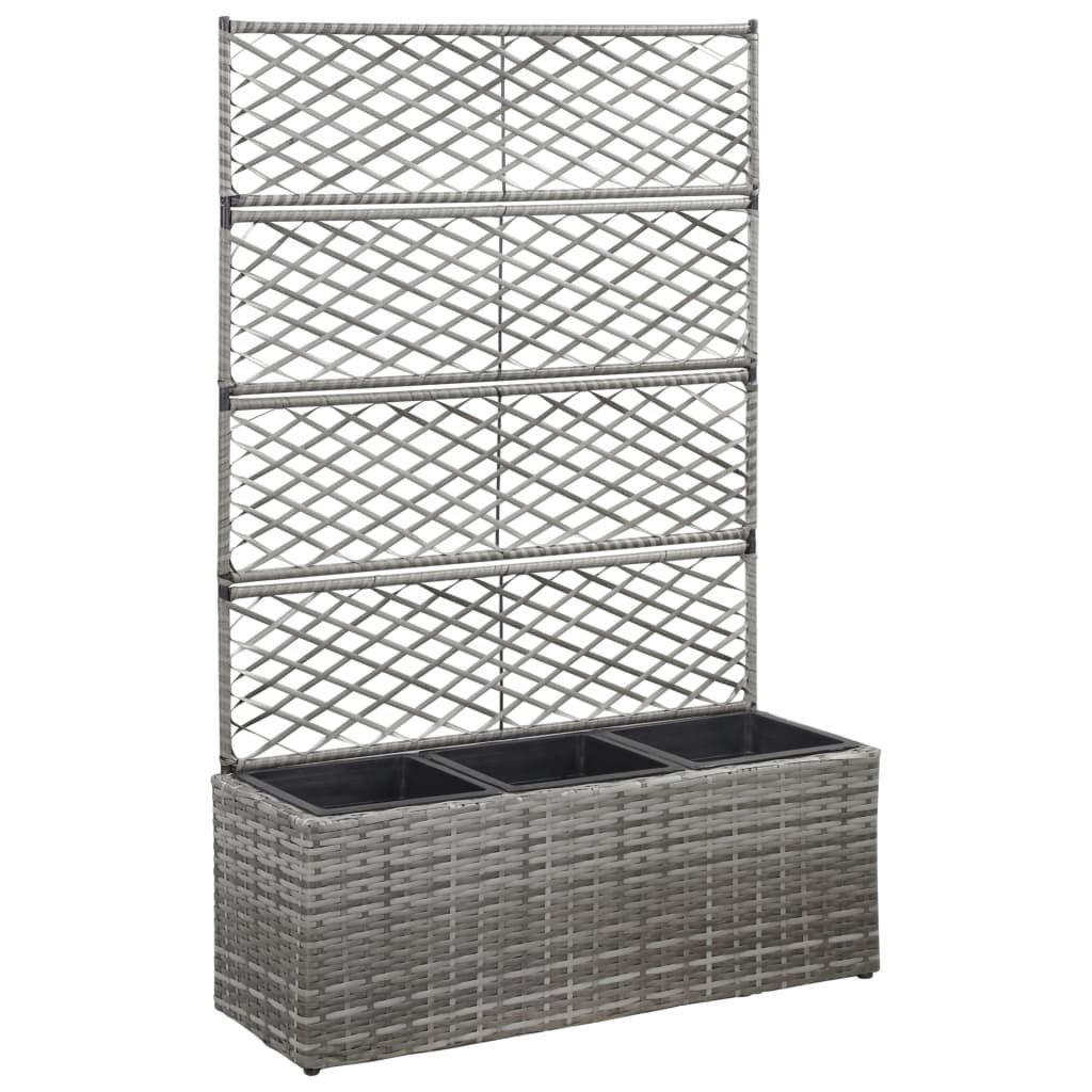 Walplus Poly Rattan Raised Garden Bed - Grey - 83 x 30 x 130 cm