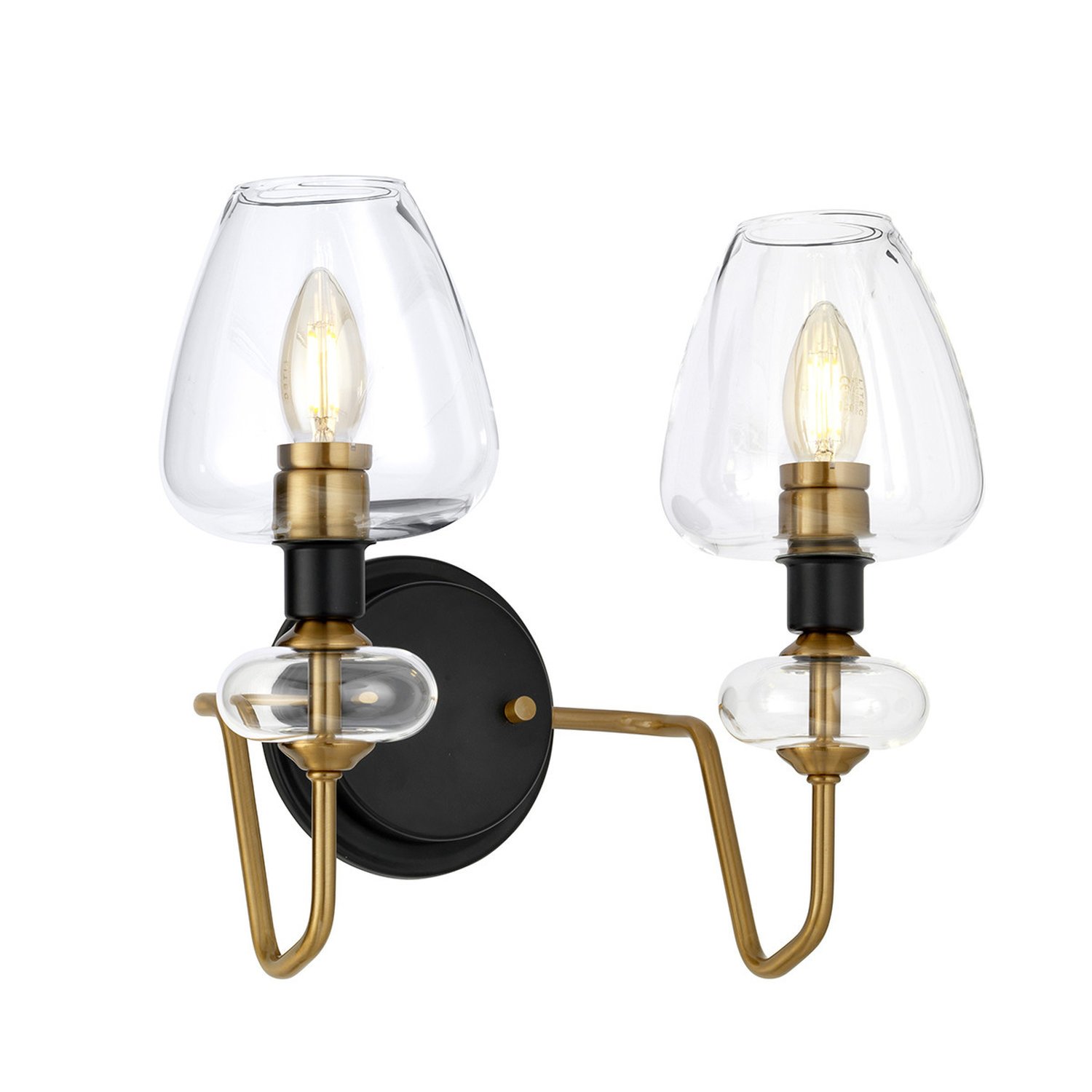 Elstead Armand 2 Arm Wall Light - Aged Brass Plated And Charcoal Black Paint