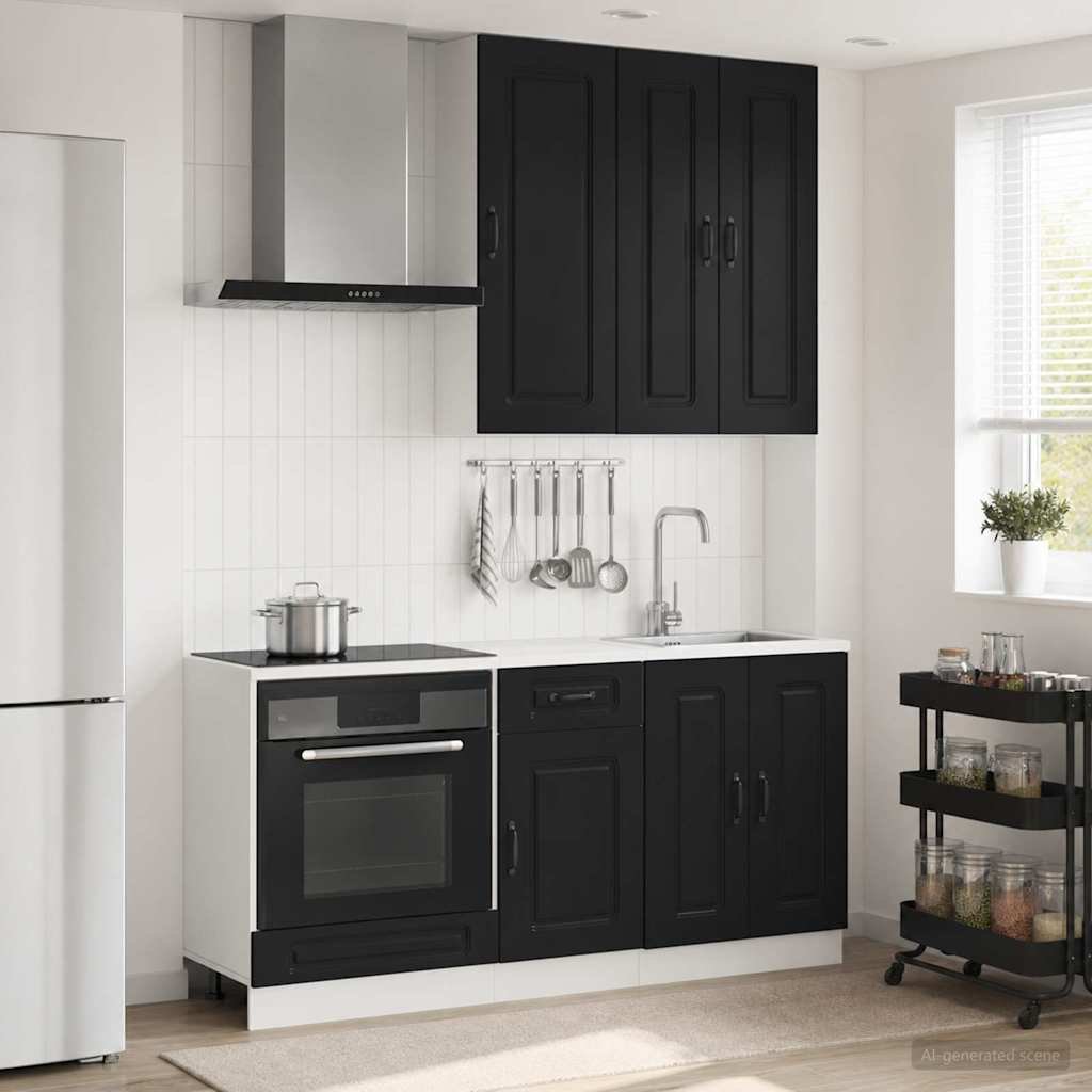 Walplus 5 Piece Engineered Wood Kitchen Unit Set - Black