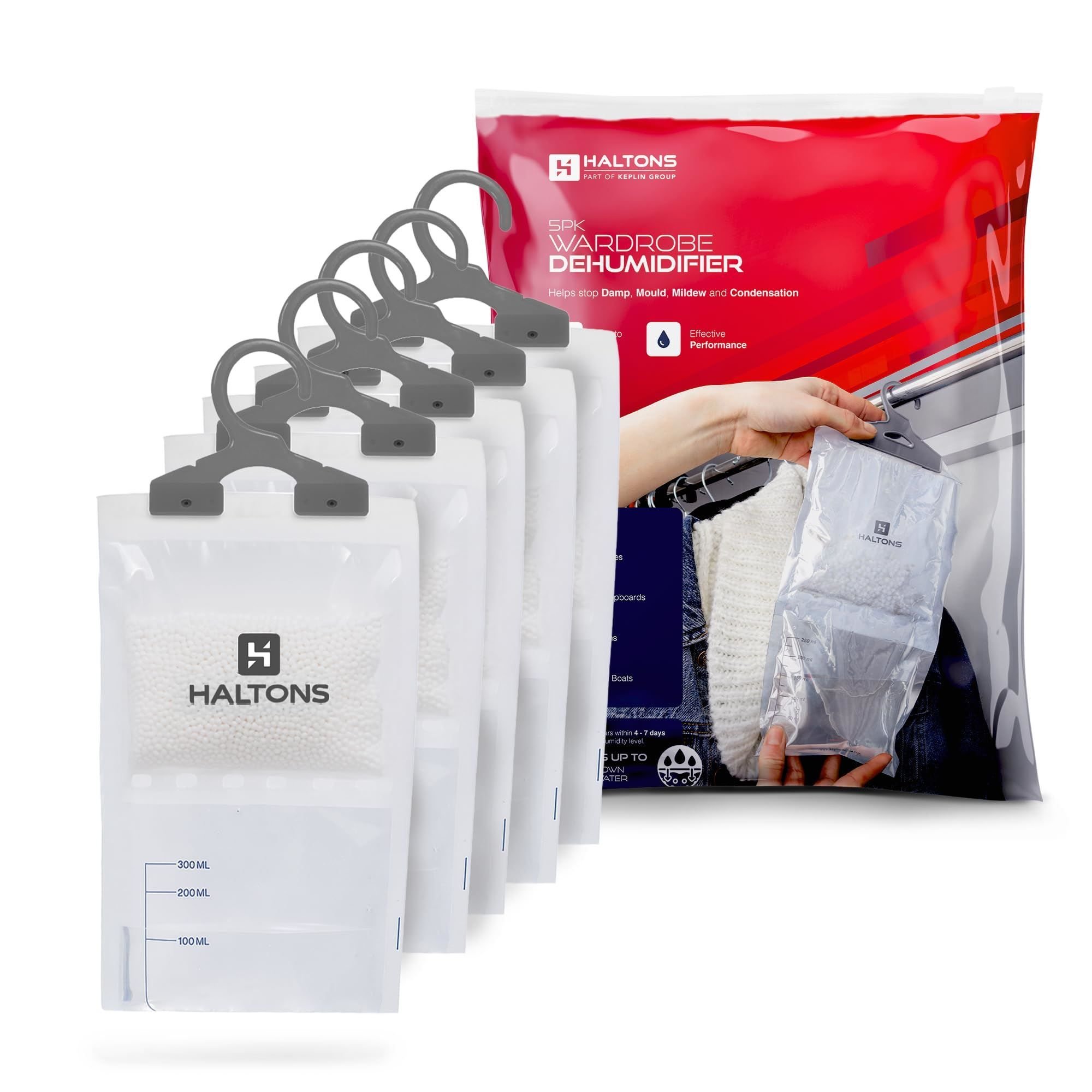 Haltons White 210g Hanging Dehumidifier Moisture Absorbers - Pack of 5