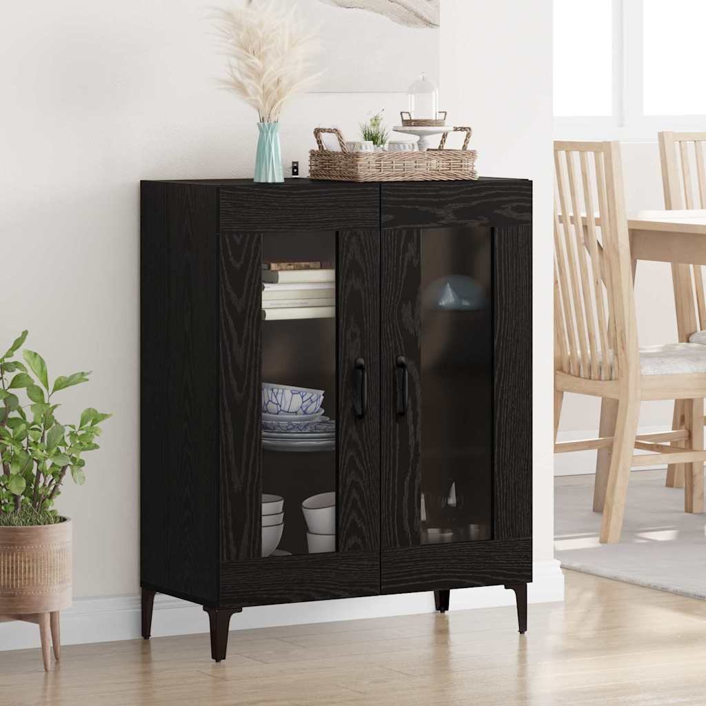 Walplus Engineered Wood 2 Door Sideboard - Black Ash - 69.5 x 34 x 90 cm