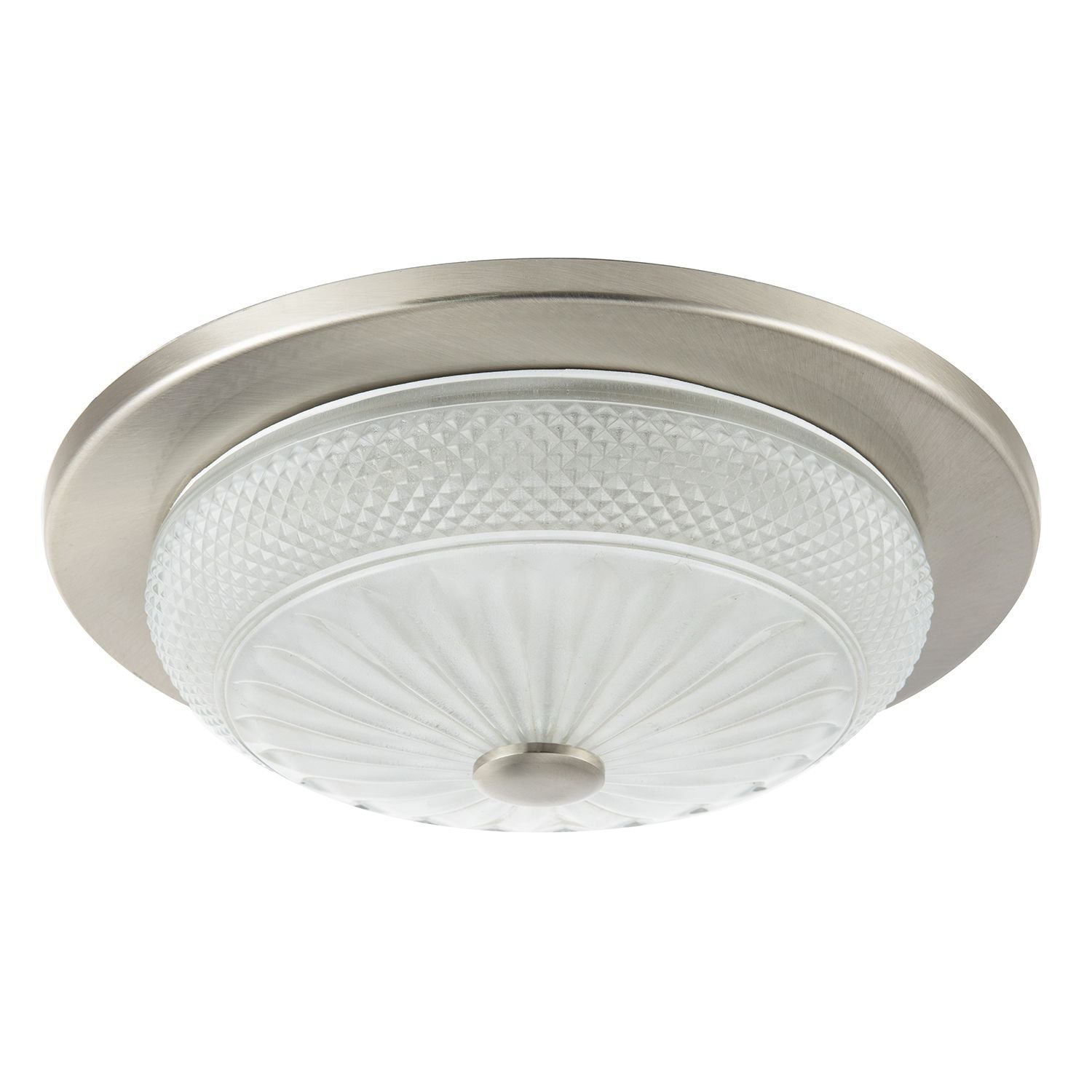 Happy Homewares Nickel with Frosted White Moulded Bathroom Ceiling Light - 27cm