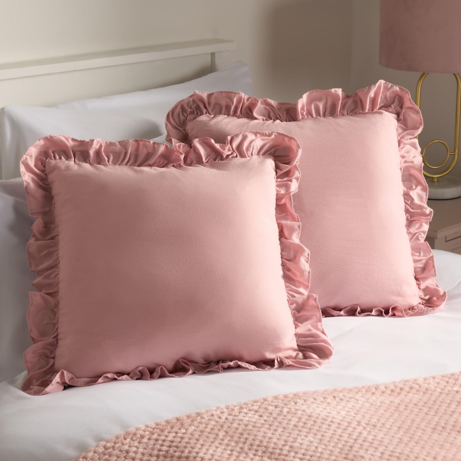 OHS 2 Pack Frill Cushion Covers 45 x 45cm - Blush