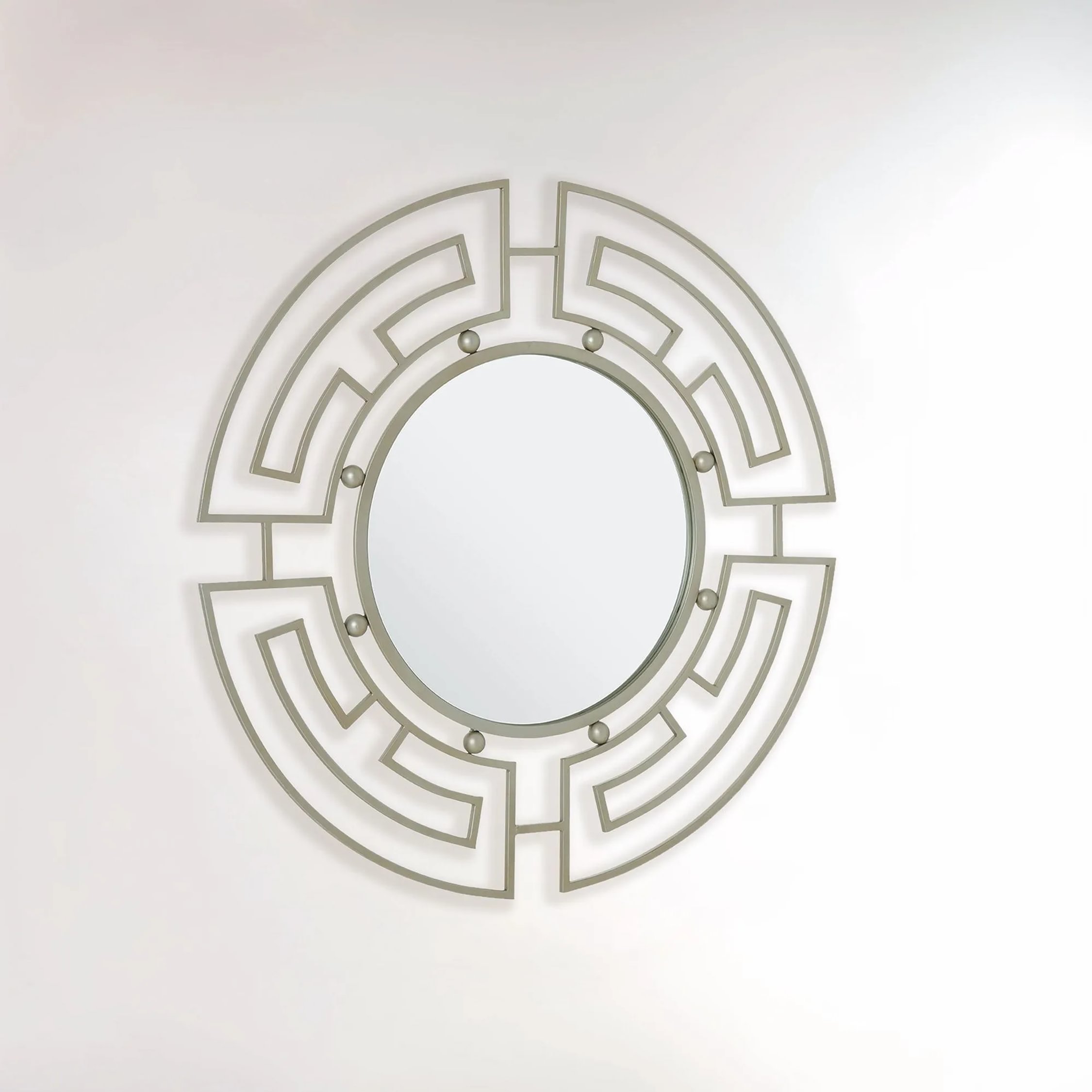 Orsina Jalal Metal Frame Round Wall Mirror – Silver
