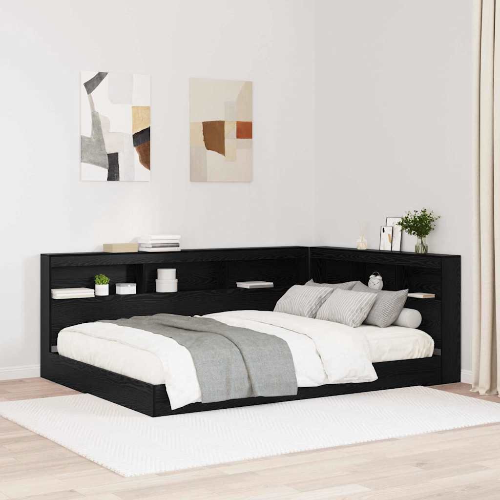 Walplus Engineered Wood Storage Headboard - Black Ash - 217.5 x 177.5 x 76.5 cm