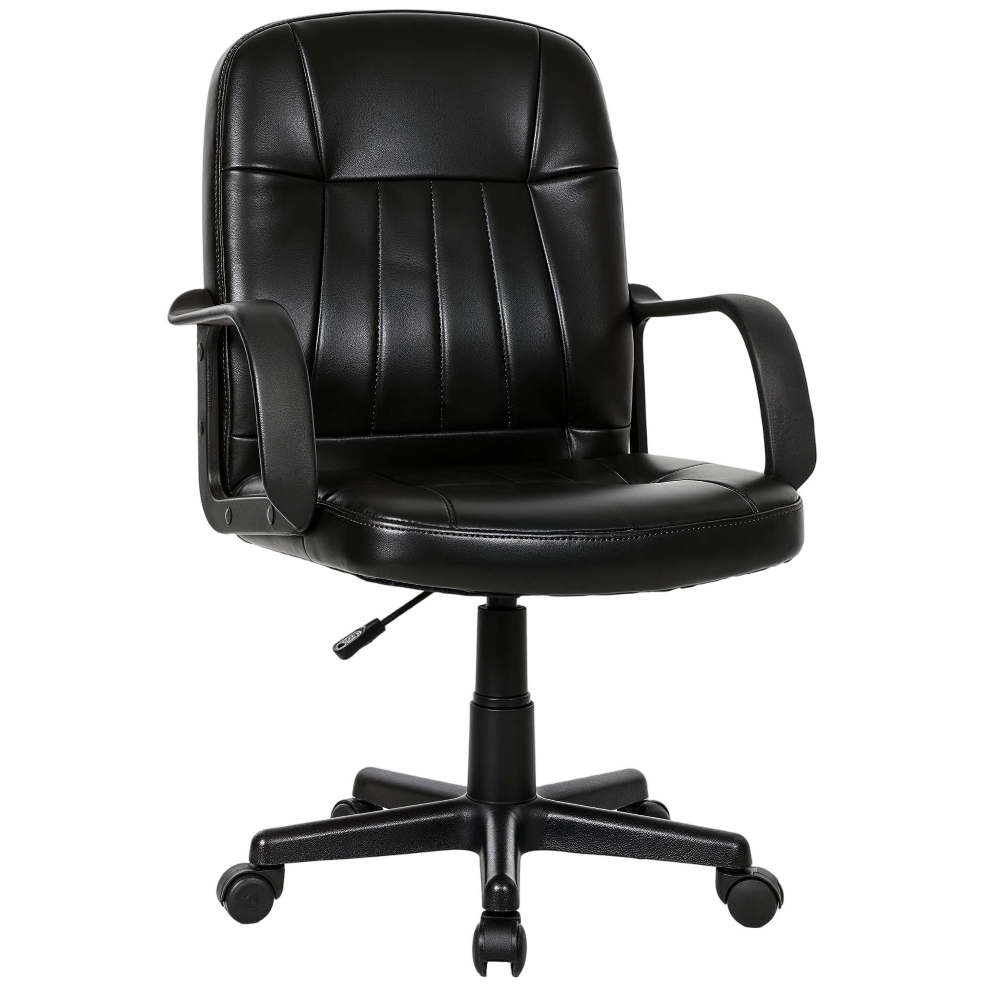 HOMCOM Swivel PU Leather Computer Desk Chair - Black