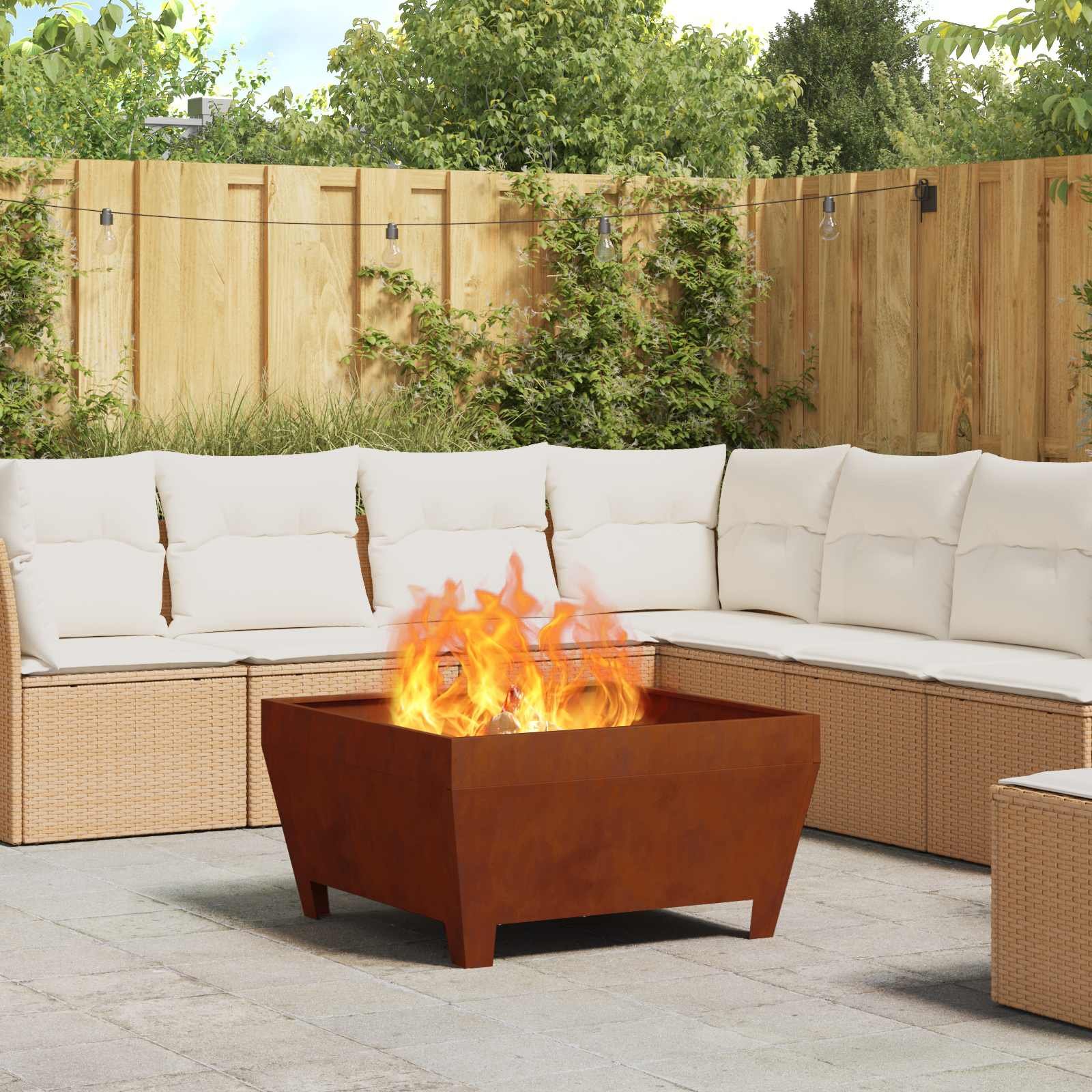 Walplus Steel Fire Pit Weathering - Brown - 80 x 80 x 43 cm