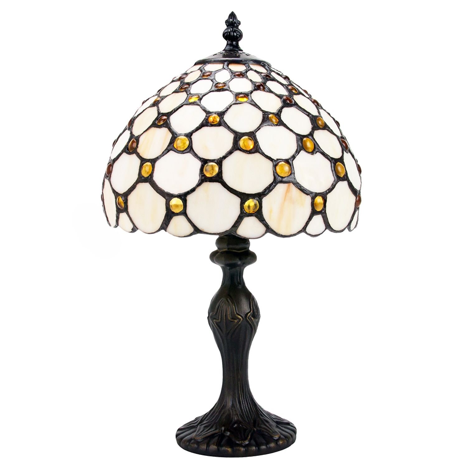 Happy Homewares Amber Stained Glass Tiffany with Multiple Table Lamp - 20cm
