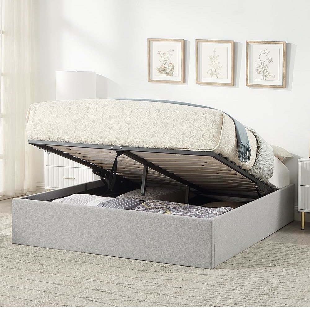Home Treats Small Double Platform Ottoman Bed With Mattress - Grey