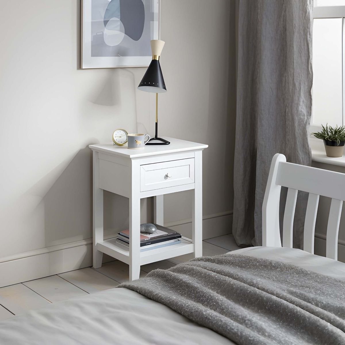 Noa & Nani Torsby 1 Drawer Bedside Table - White