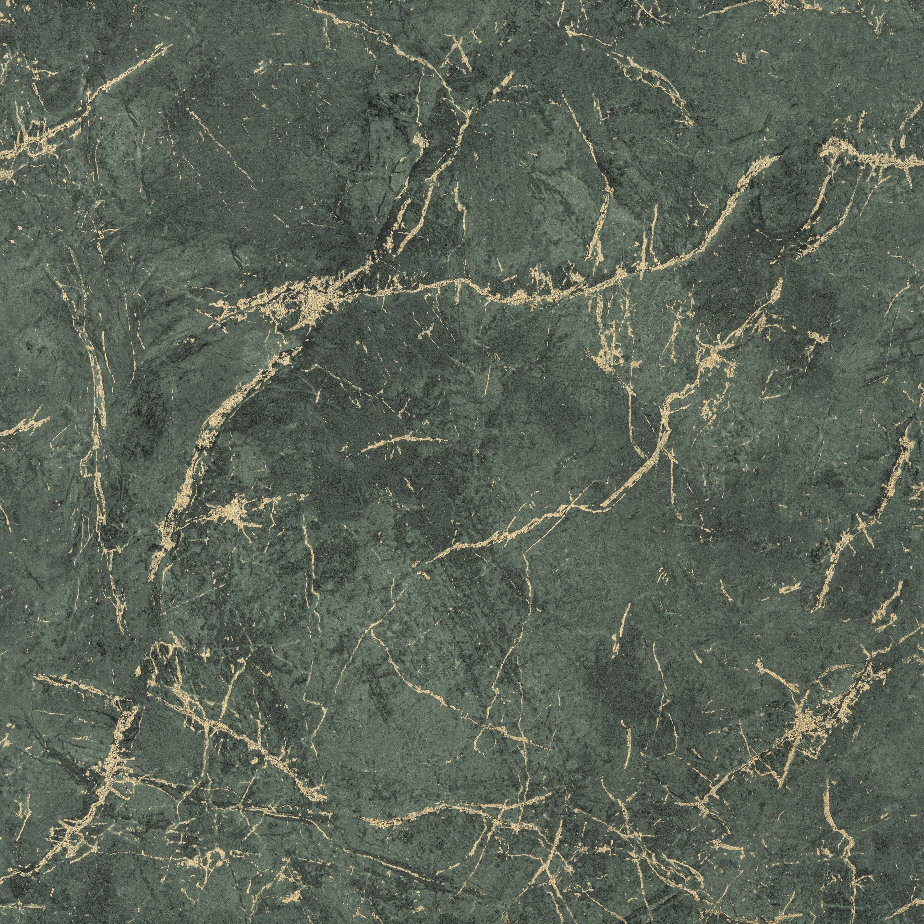 Grandeco Thassos Golden Thread Marble Textured Wallpaper - Emerald Green