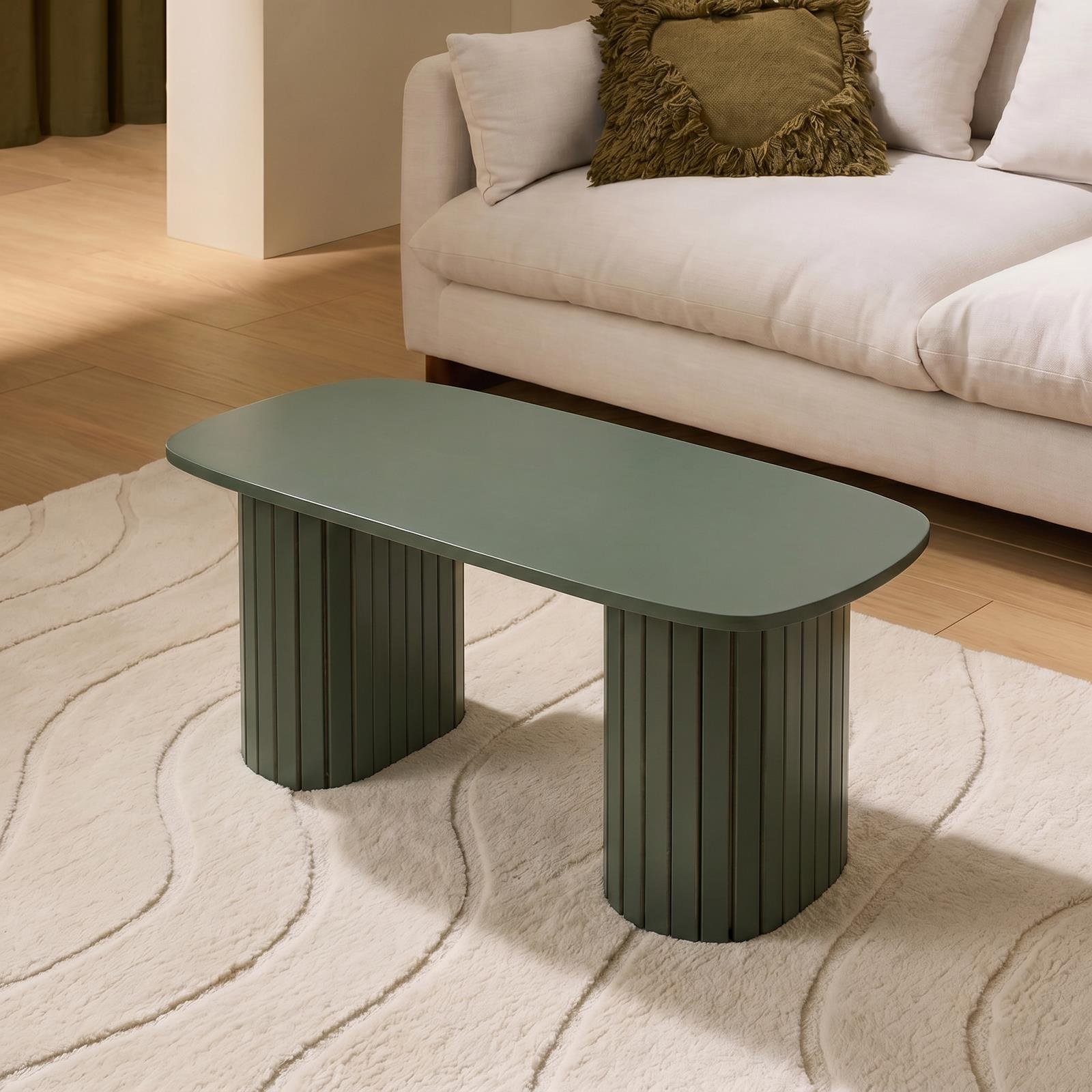 OHS Madison Ribbed Coffee Table - Woodland Green