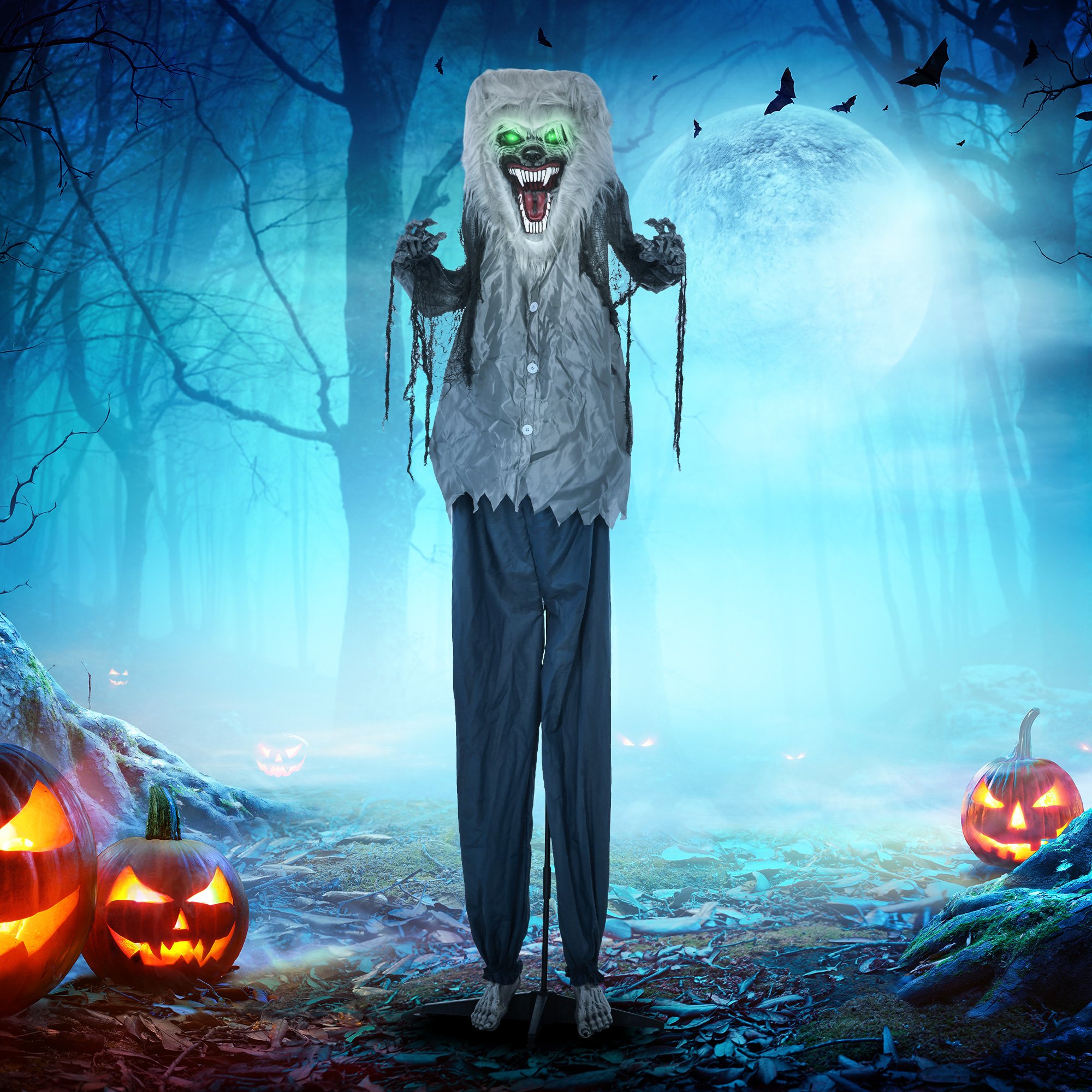 HOMCOM 7ft Animated Halloween Skeleton Werewolf Decoration