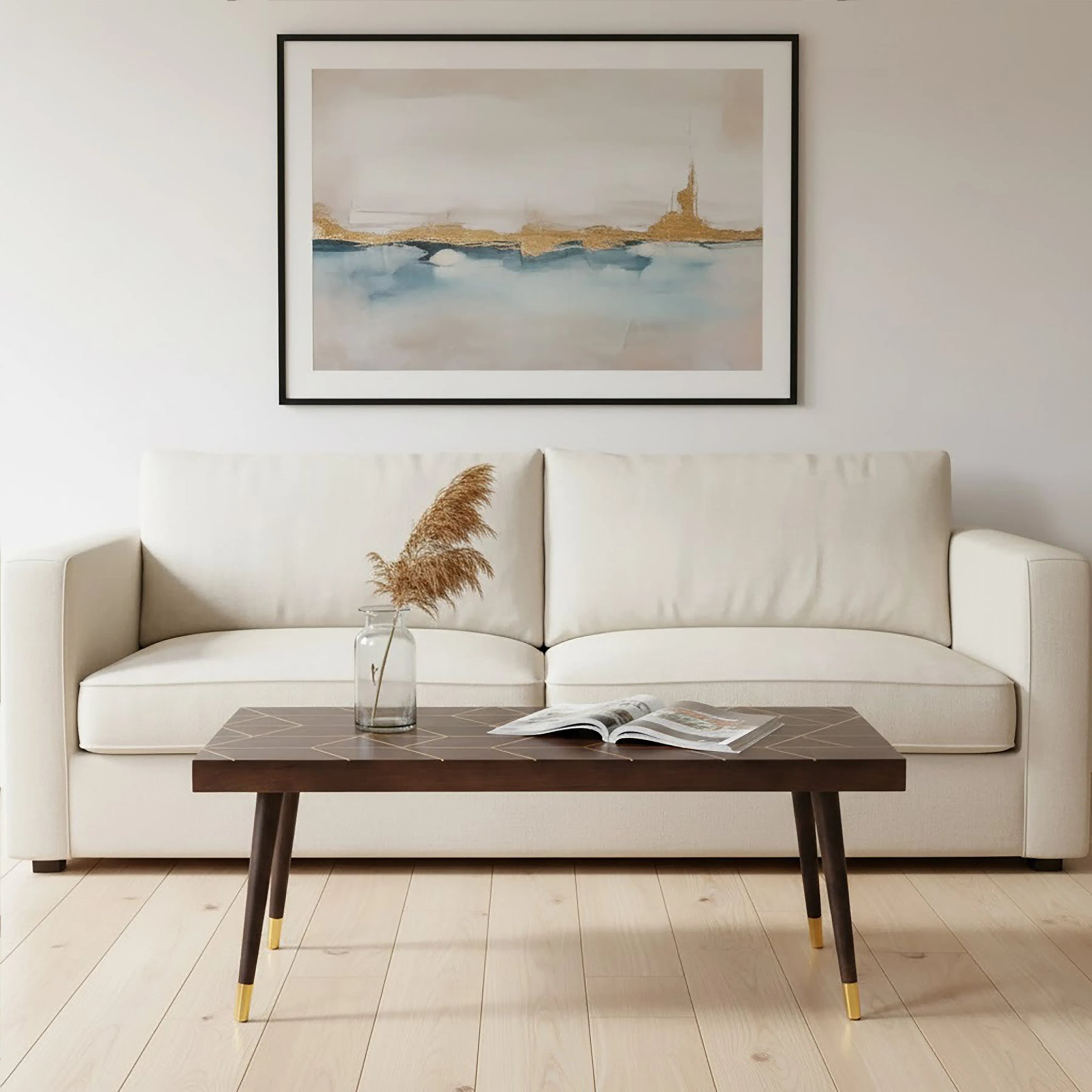 Orsina Solid Mango Wood Inlay Coffee Table - Two Tone