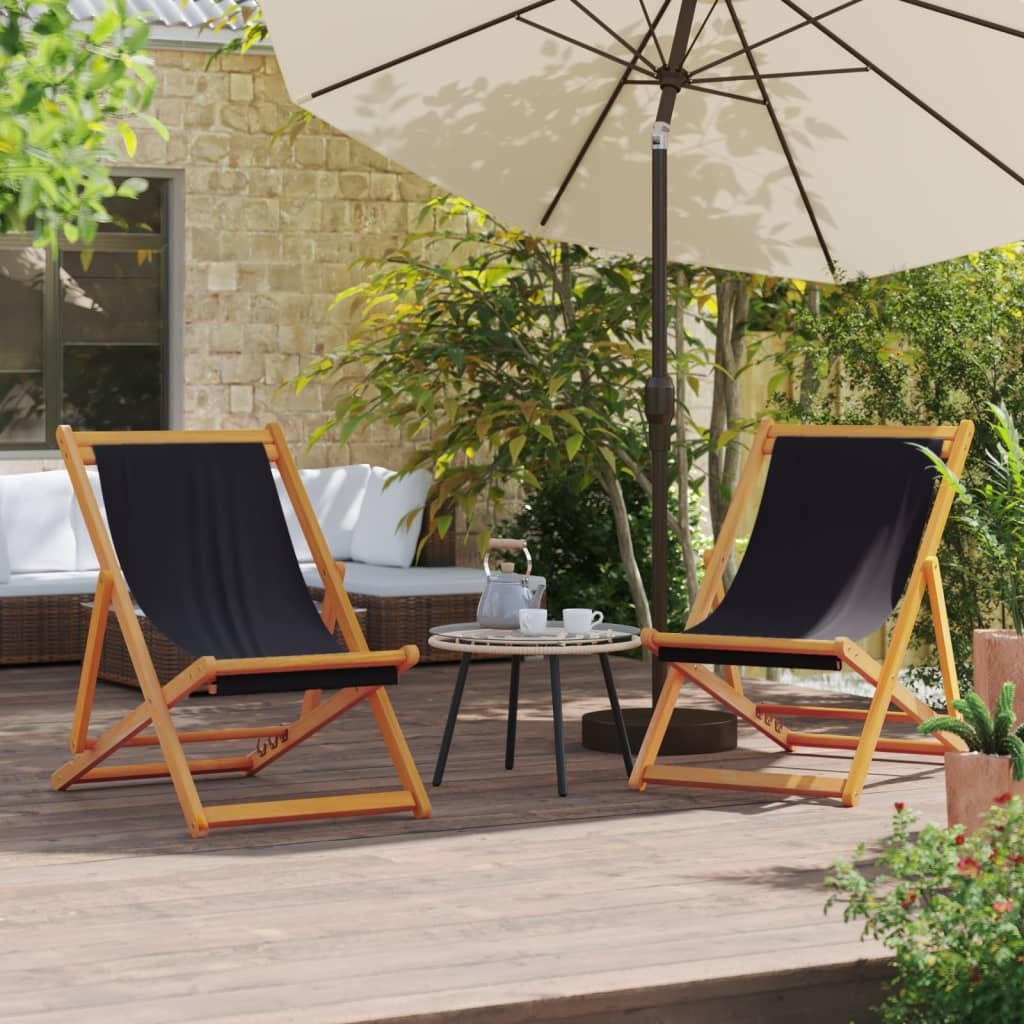 Walplus 2 Piece Fabric Folding Chairs - Black