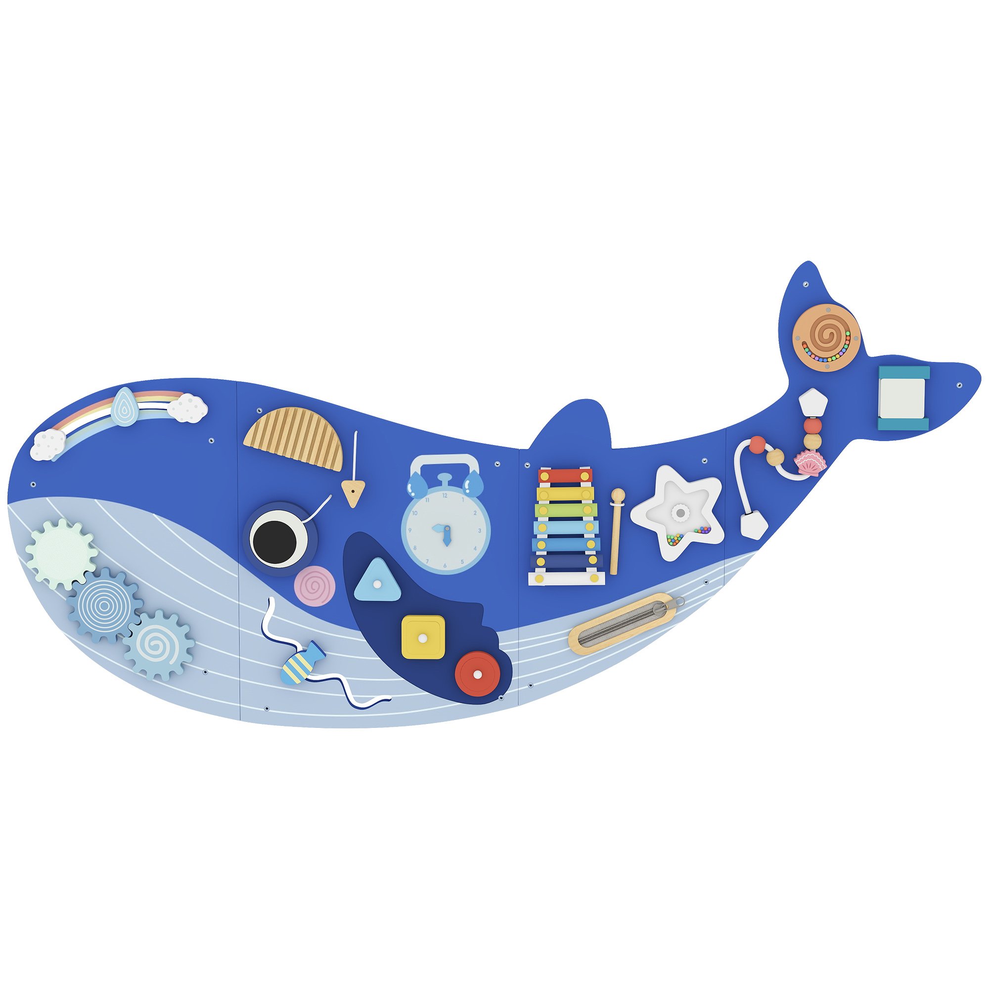 AIYAPLAY Whale Age 2 Years and Over 13-in-1 Wall Busy Board – Blue
