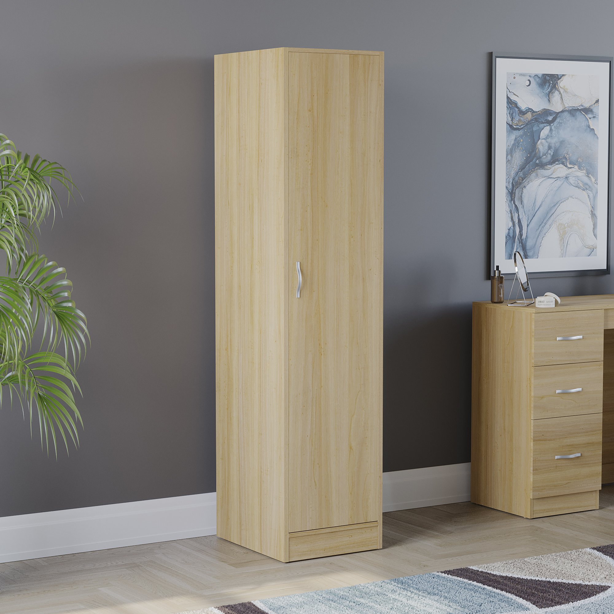 Vida Designs Riano 1 Door Wardrobe - Pine