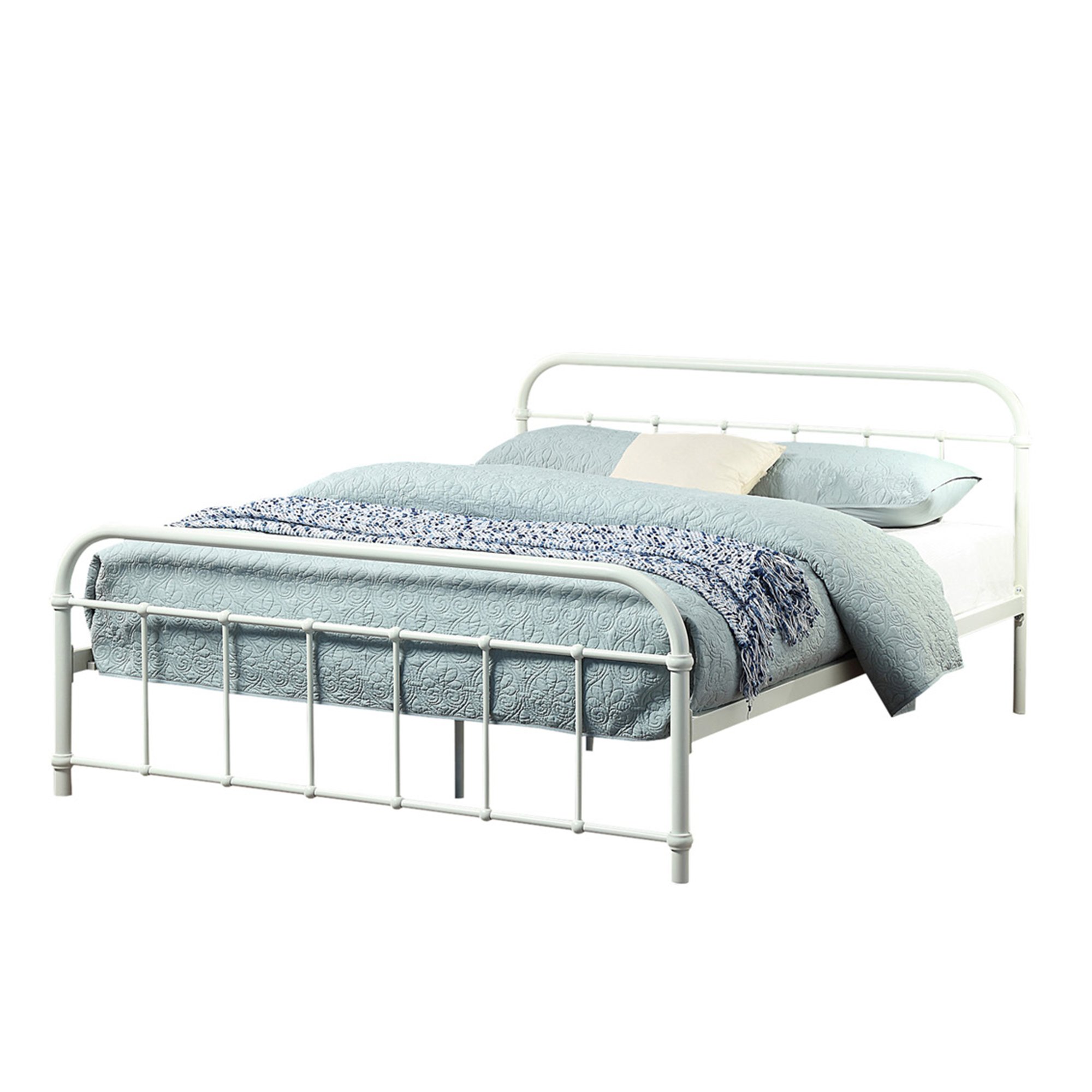Slumberworks Tewin Vintage Metal Small Double Bed Frame with Mattress – White