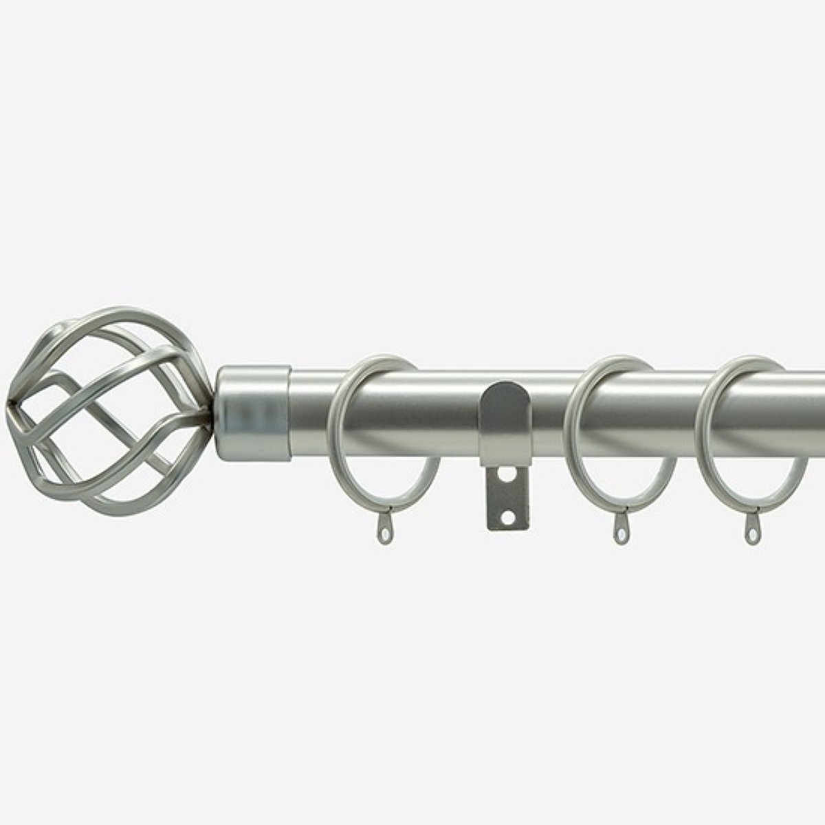 New Edge Blinds Brushed Steel 28mm Cage Fixed Metal Curtain Pole - 430cm