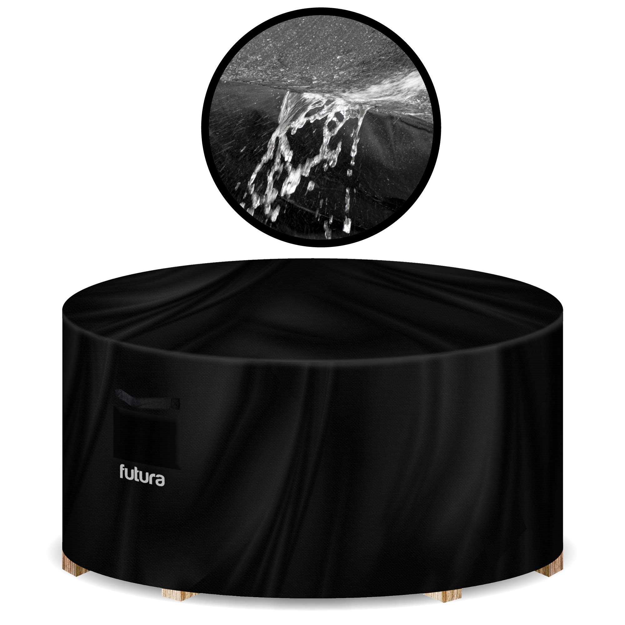 Futura Round Waterproof Deluxe Garden Furniture Cover 128cm - Black