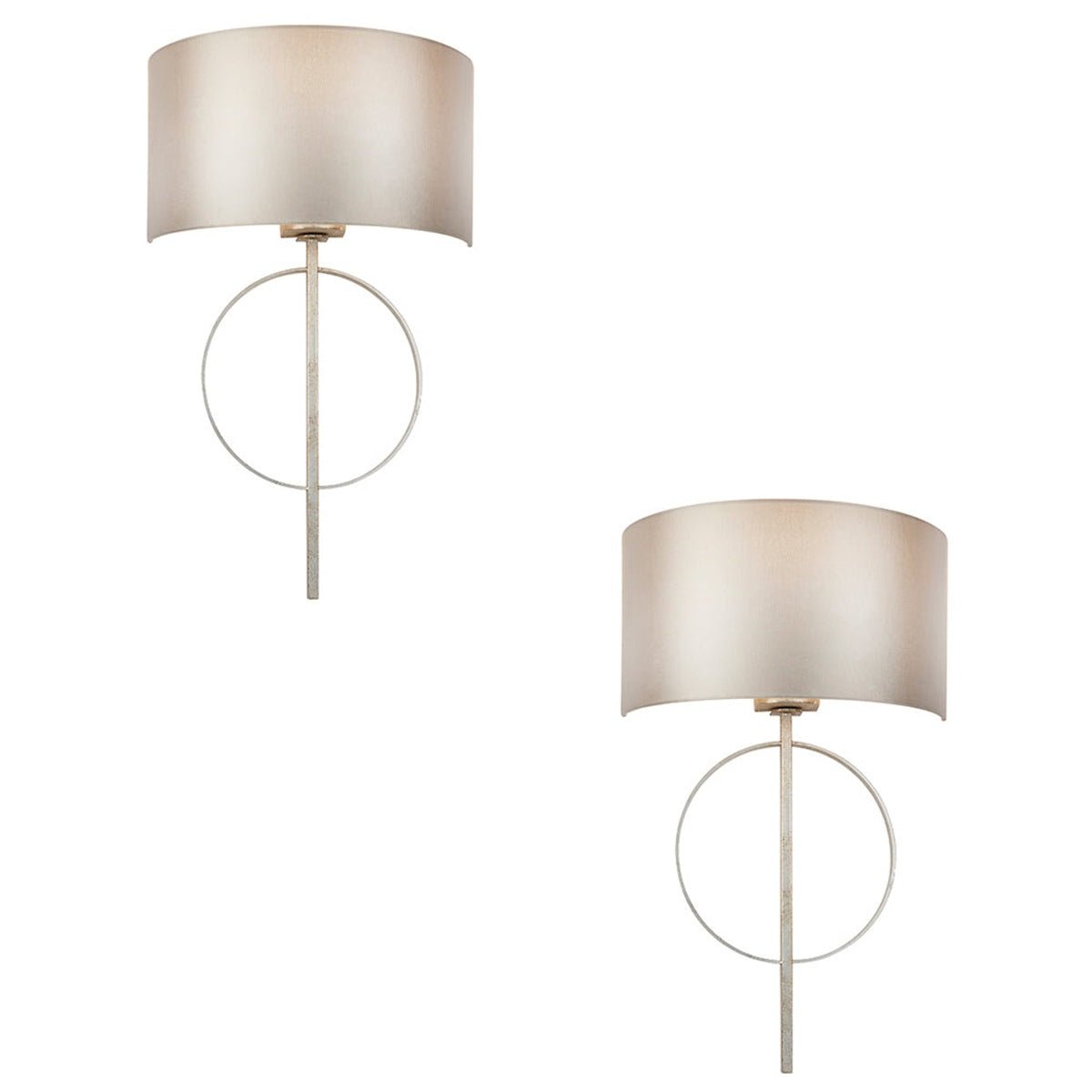 Loops Direct Pack of 2 Wall Light - Antique Silver Leaf and Mink Satin