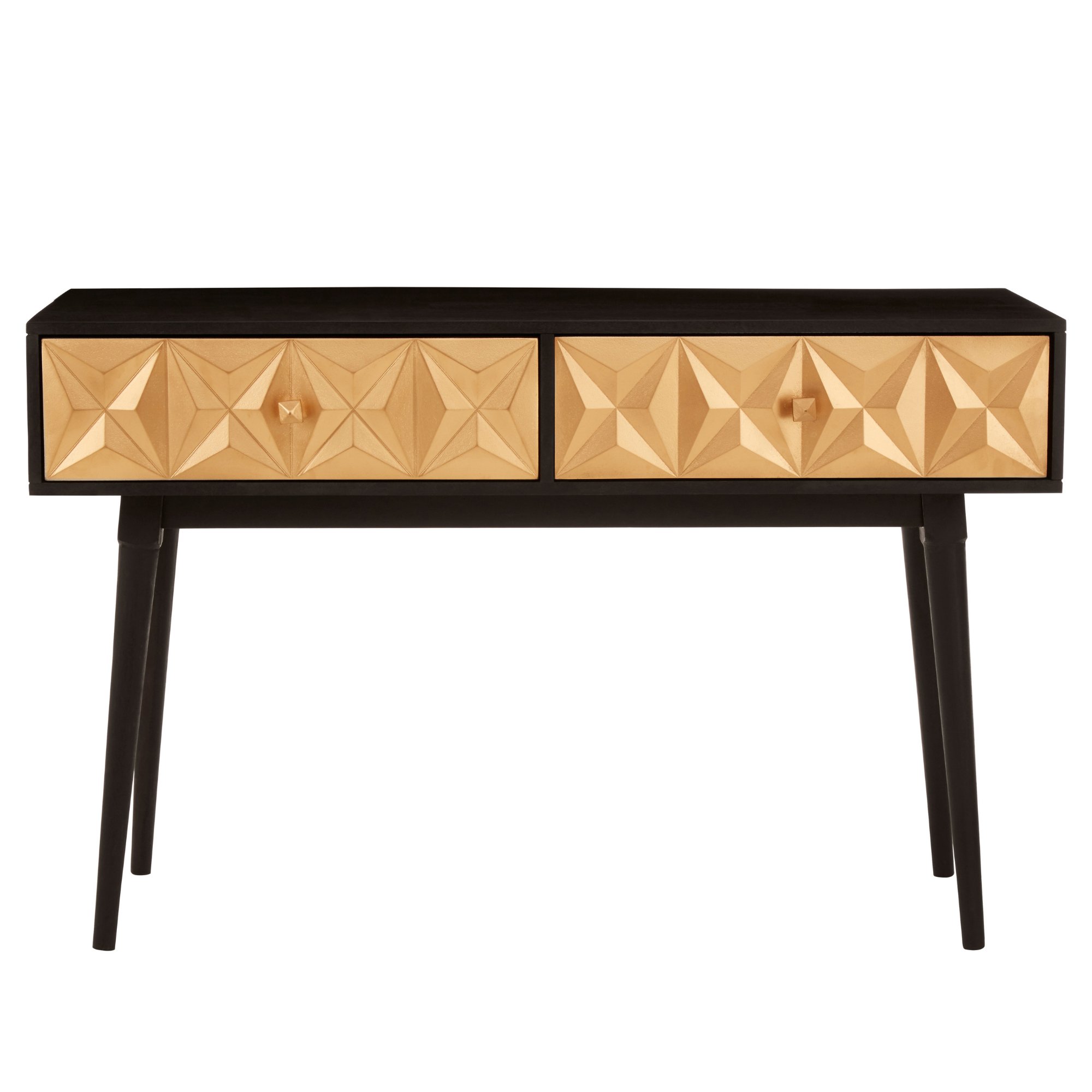 Orsina Malta Mango Wood Drawers Console Table – Black and Gold