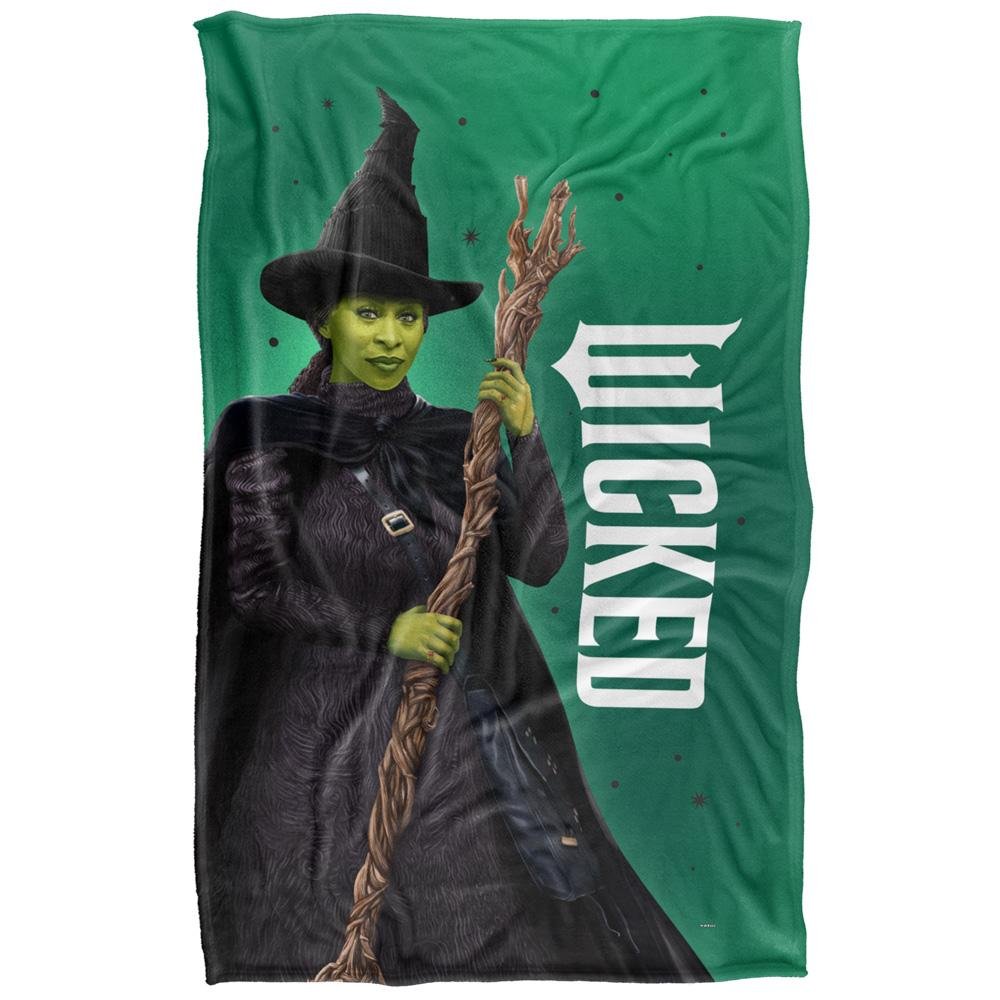 Wicked Elphaba Broomstick Soft Touch Green Blanket - 152cm x 127cm