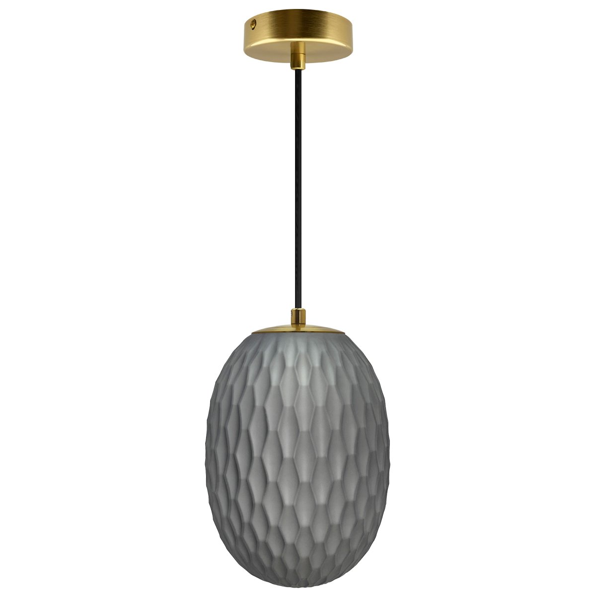 Energy Light Bulbs Oval Textured Glass Ceiling Pendant Light - Grey