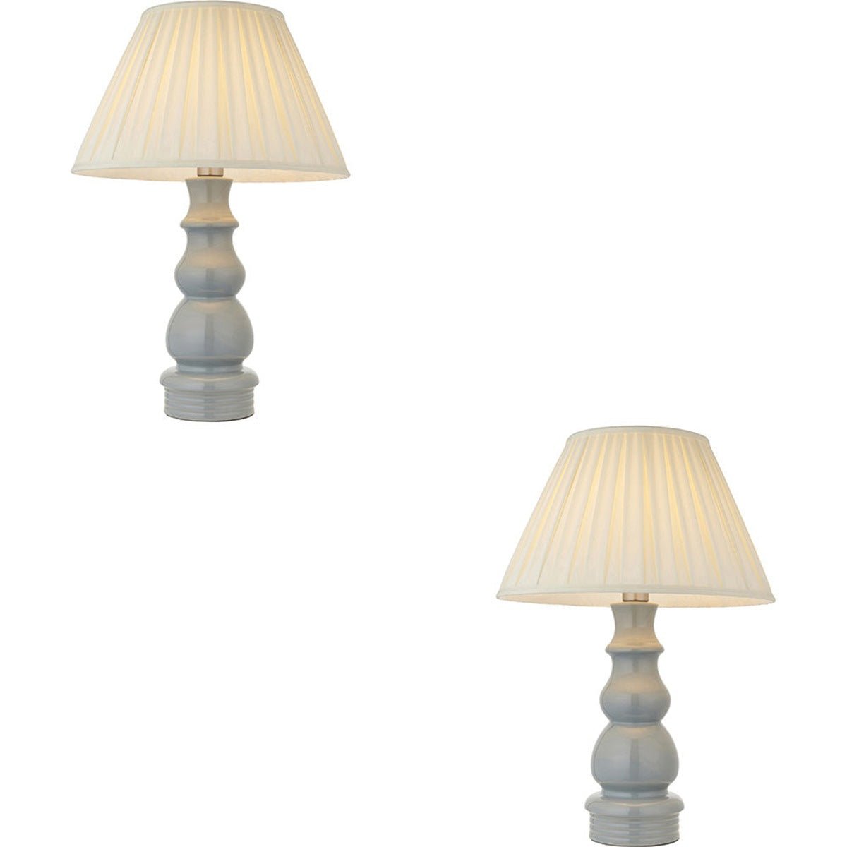 Loops Direct Pack of 2 Ceramic and Steel Table Lamp - Blue Grey