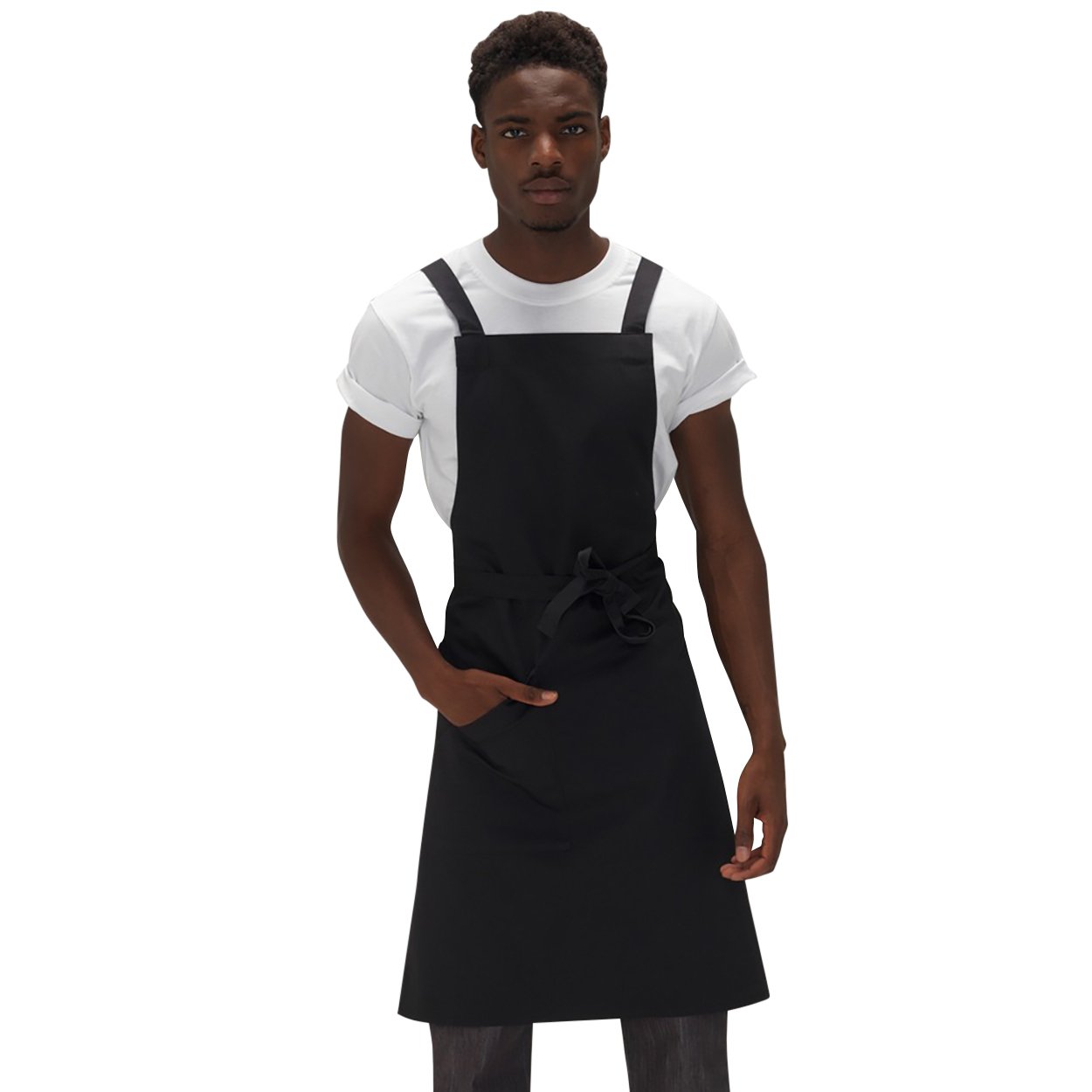 Le Chef Unisex Adults Crossover Bib Apron - Black
