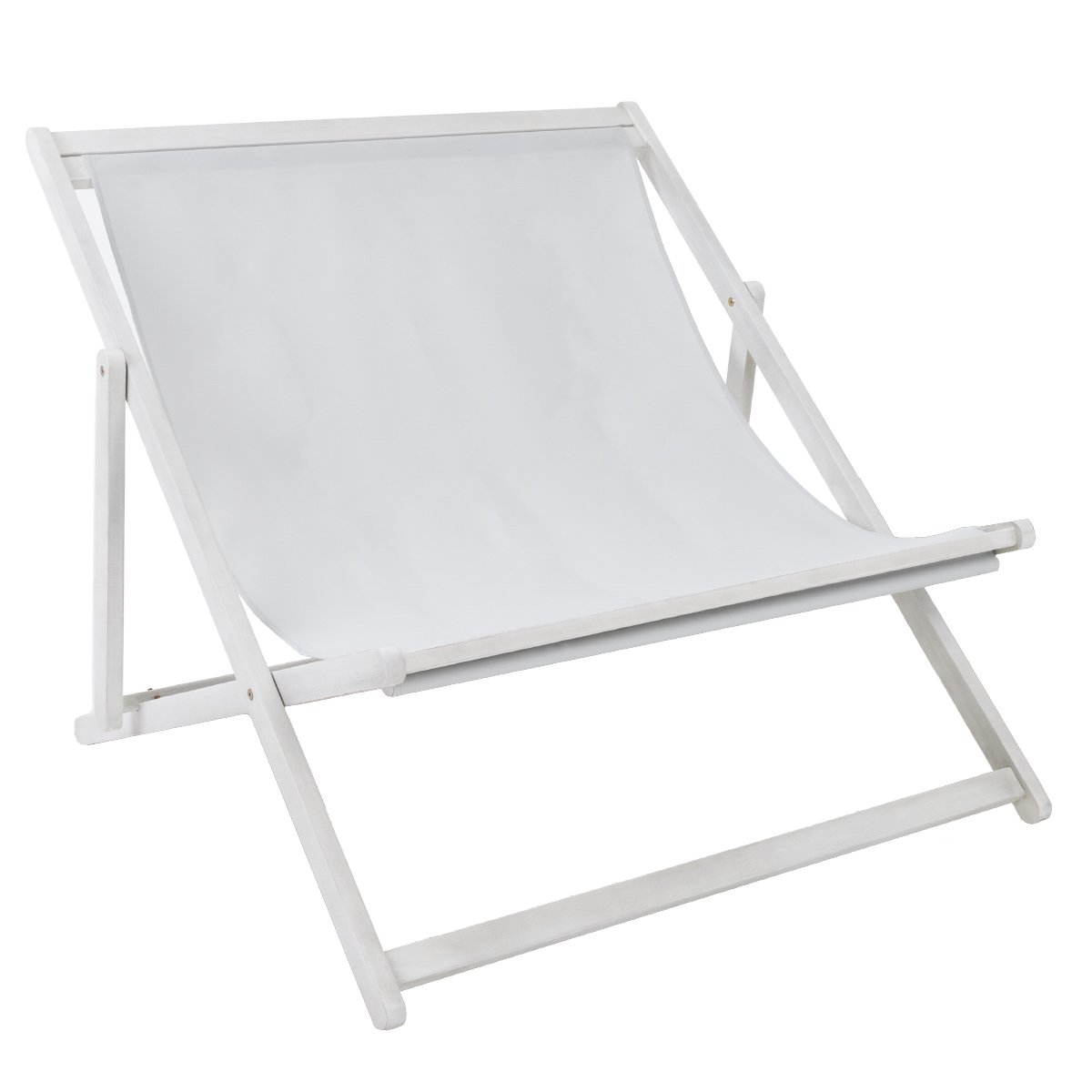 Charles Bentley FSC 100% Eucalyptus White Washed Double Deck Chair - Grey