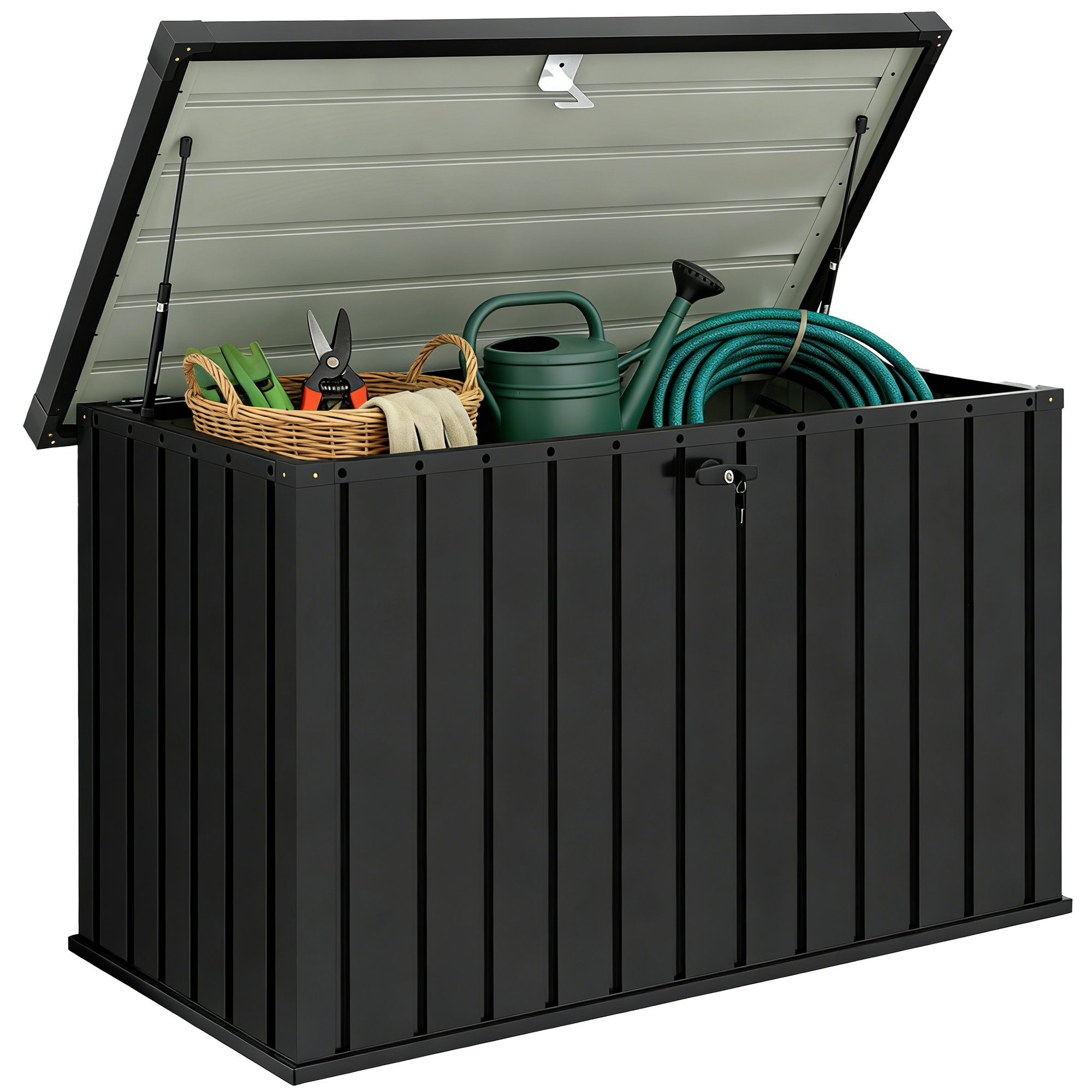 Outsunny Metal Lockable Garden Storage Box – Black