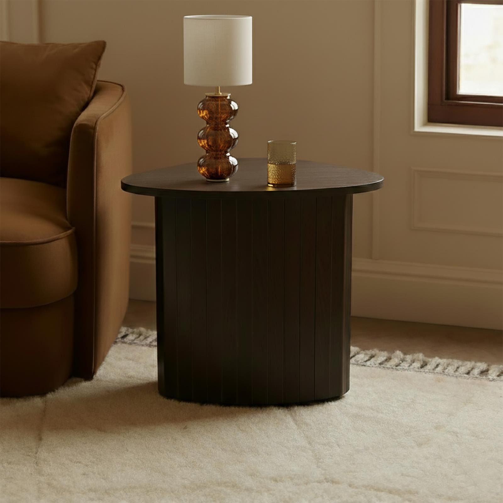 OHS Madison Ribbed Side Table - Dark Brown