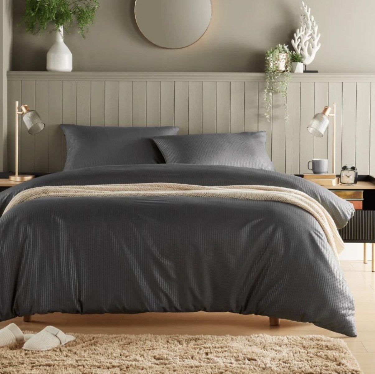 New Edge Blinds Monaco Seersucker Grey Duvet Set - Single