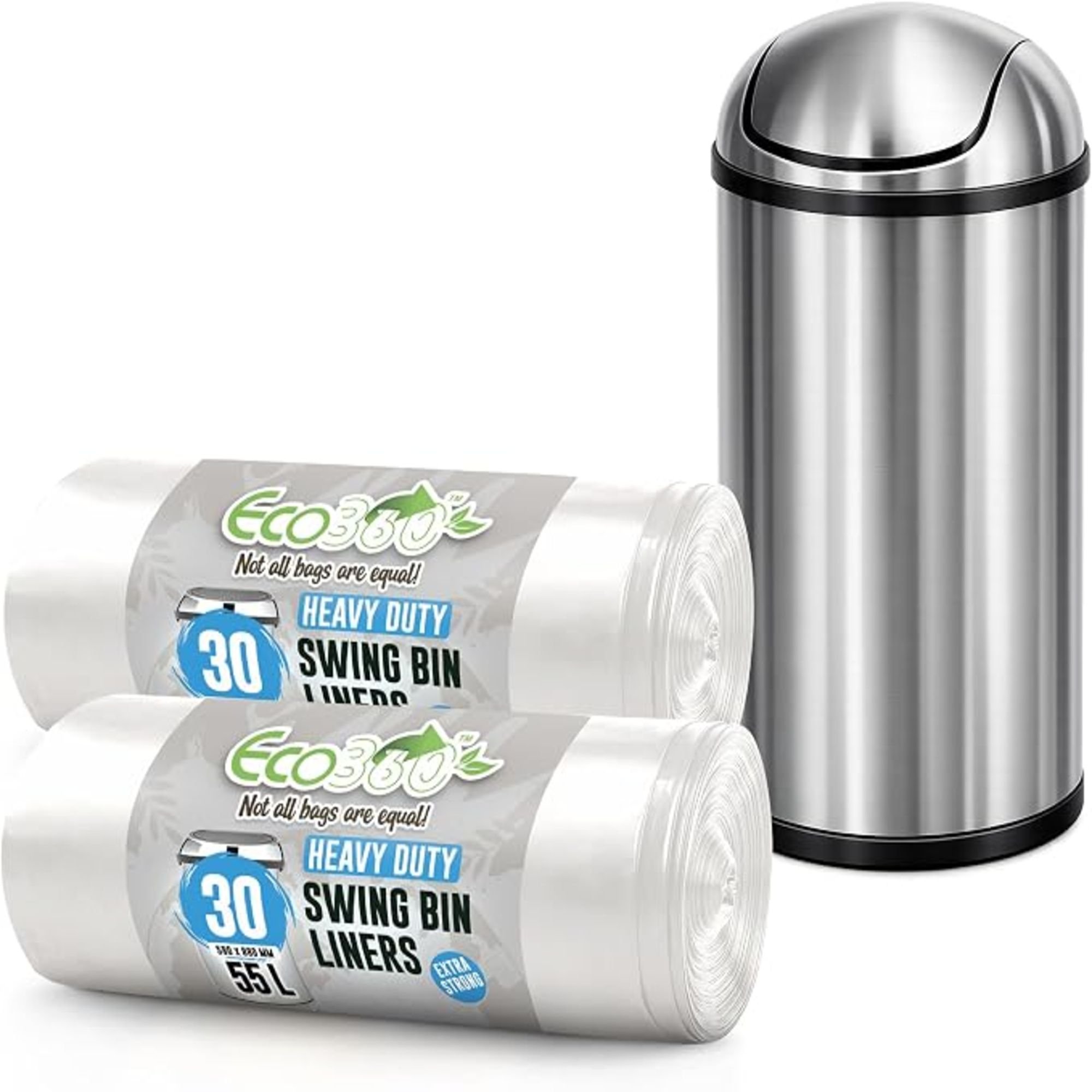 EcoBag White 55L Heavy Duty Swing Bin Liners - Pack of 60