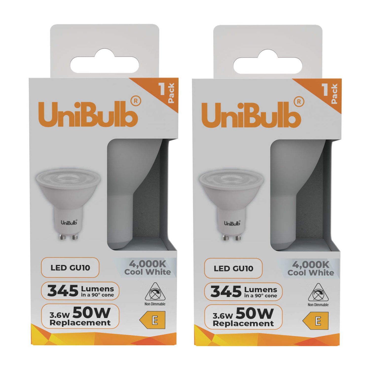 UniBulb 3.6W LED Cool White Spotlight GU10 Light Bulb - Pack of 2
