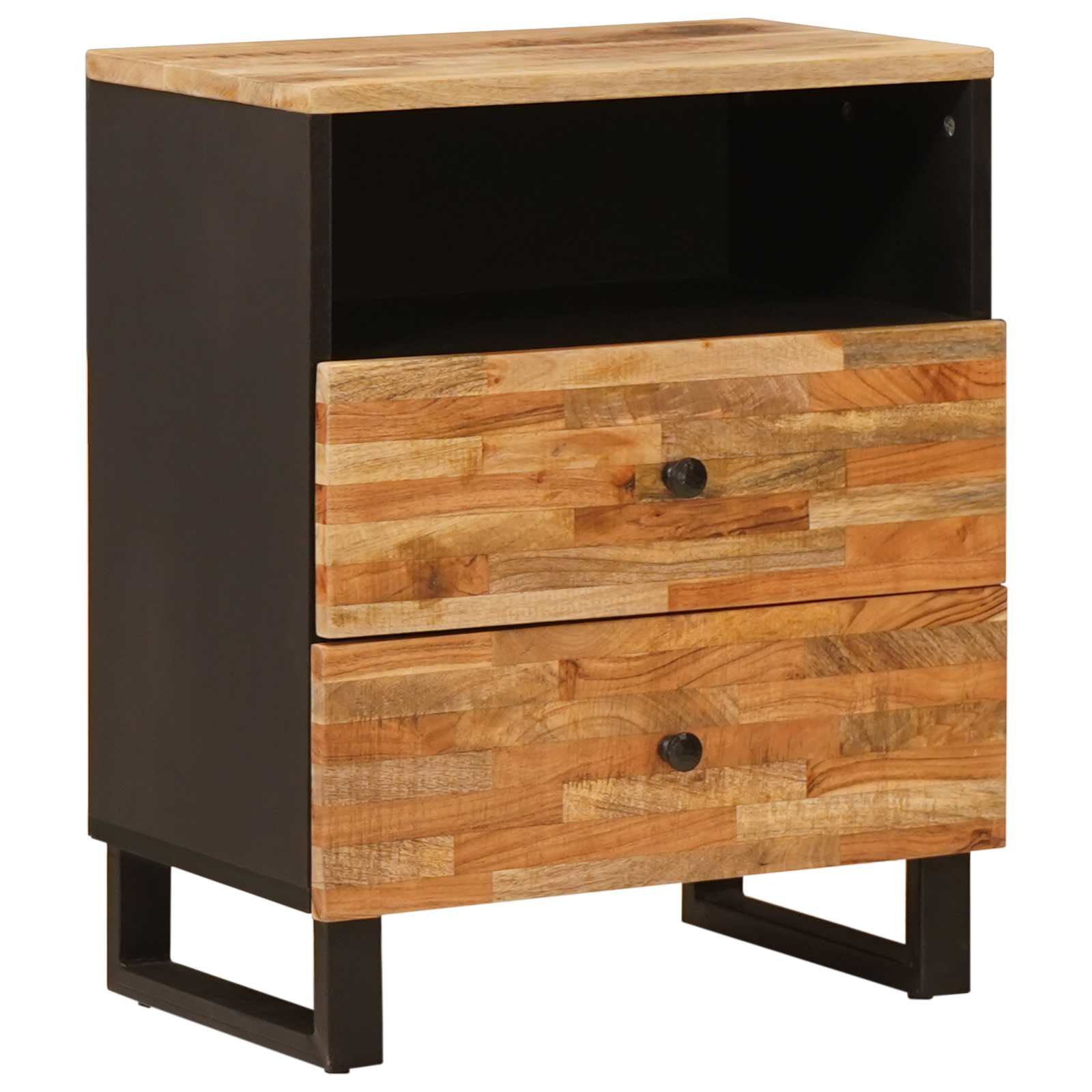 Walplus 1 Drawer Solid Wood Bedside Cabinet - Brown - 50 x 33 x 62 cm