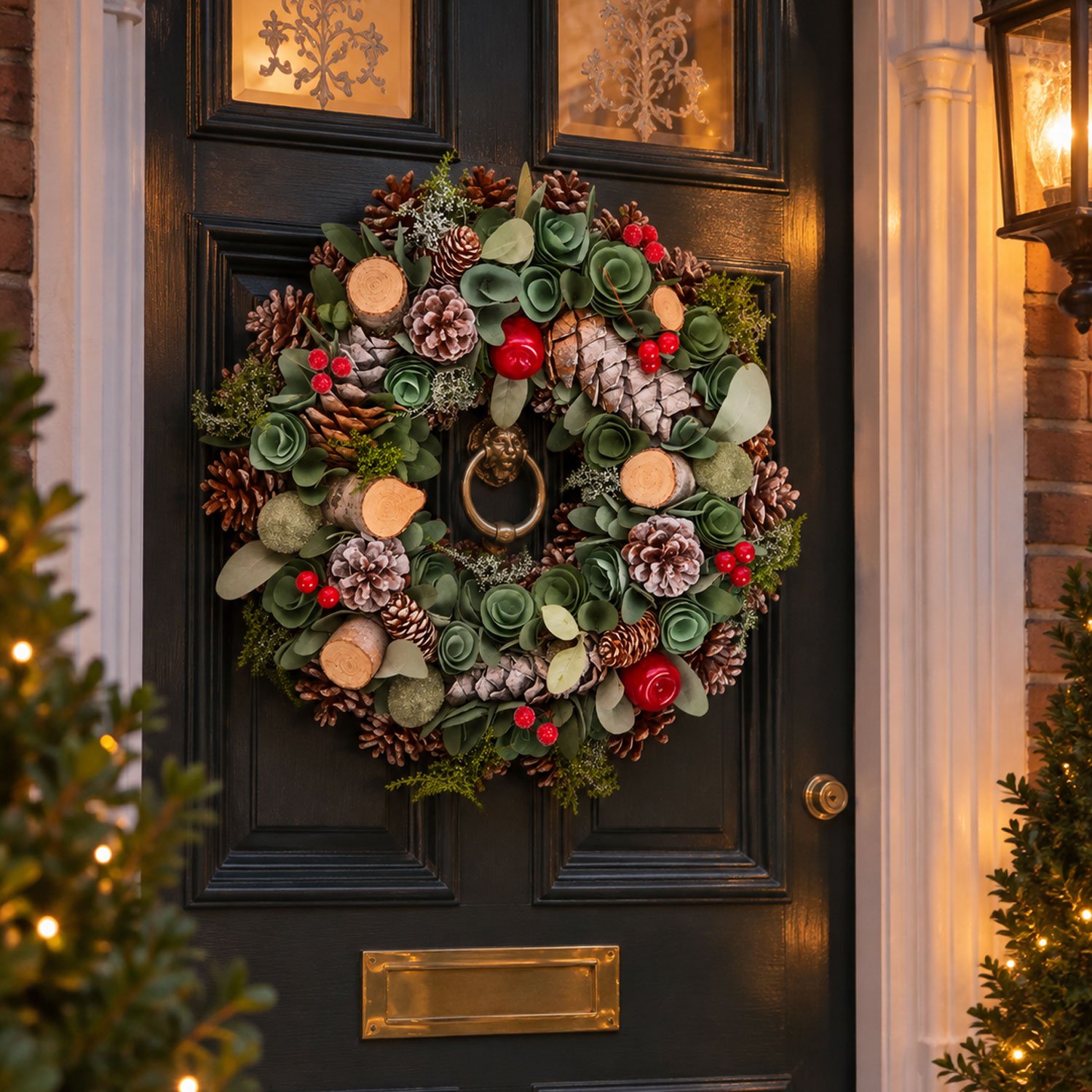Neo 50cm Christmas Wreath Front Door Artificial Festive Woodland Wreath