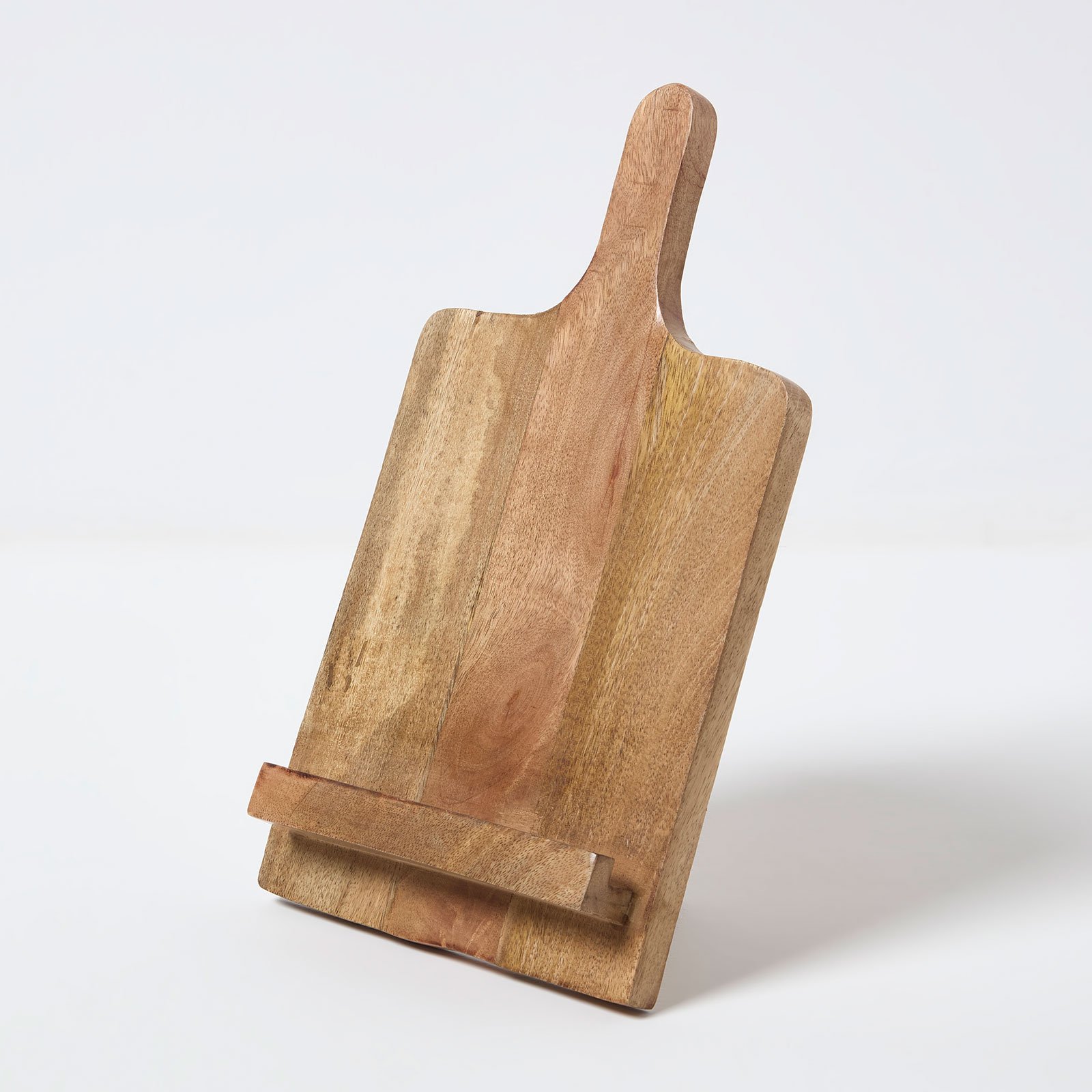 Homescapes Mango Wood Recipe Book Holder and Tablet Stand - Natural