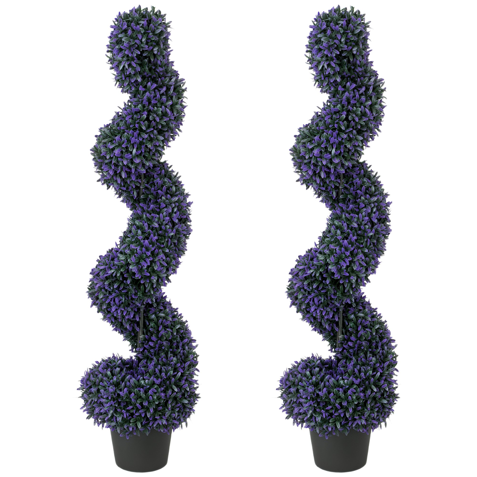 HOMCOM Set of 2 Artificial Boxwood Topiary Tree - Purple
