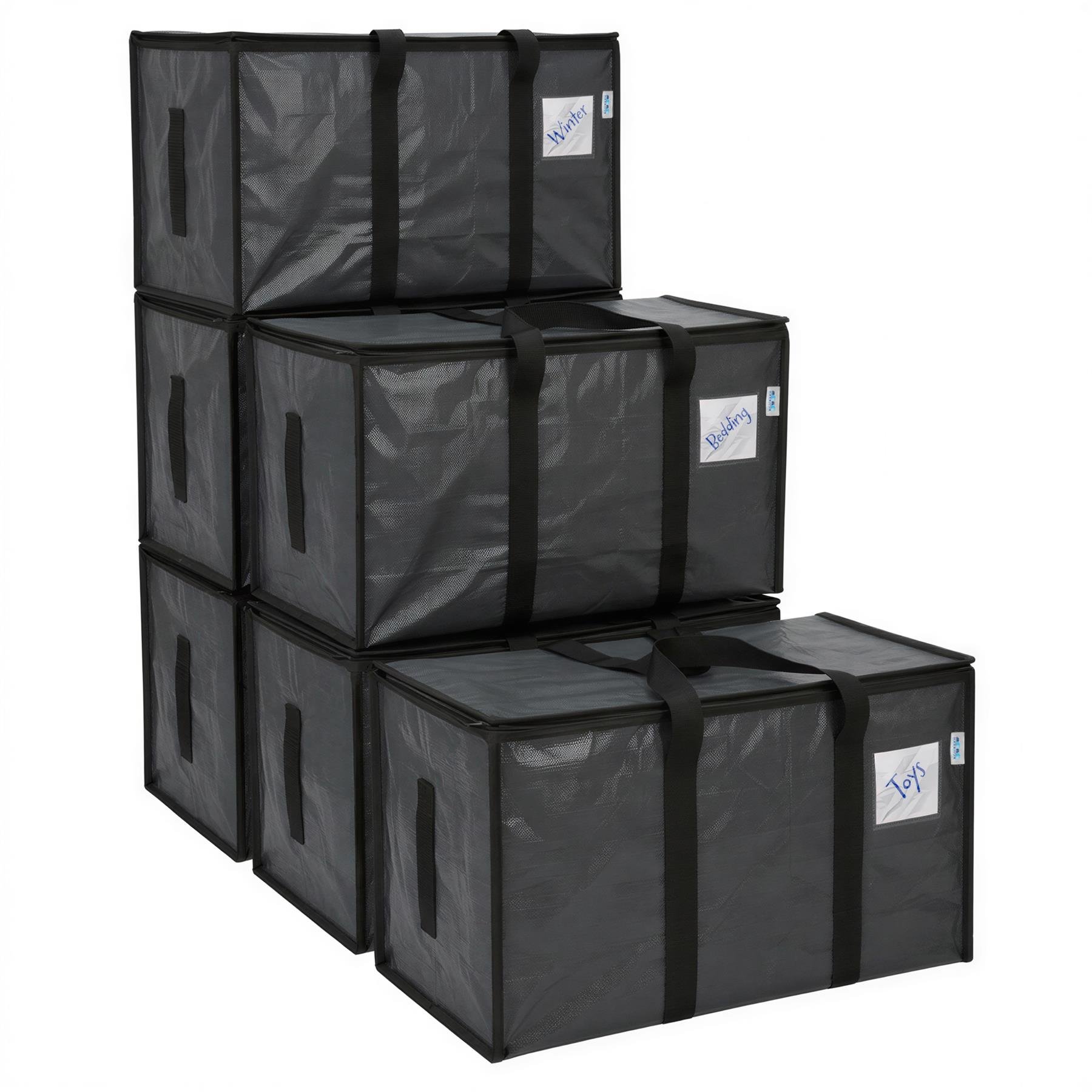 Harbour Housewares Large Heavy Duty Moving Bags 88L - Anthracite - Pack of 6