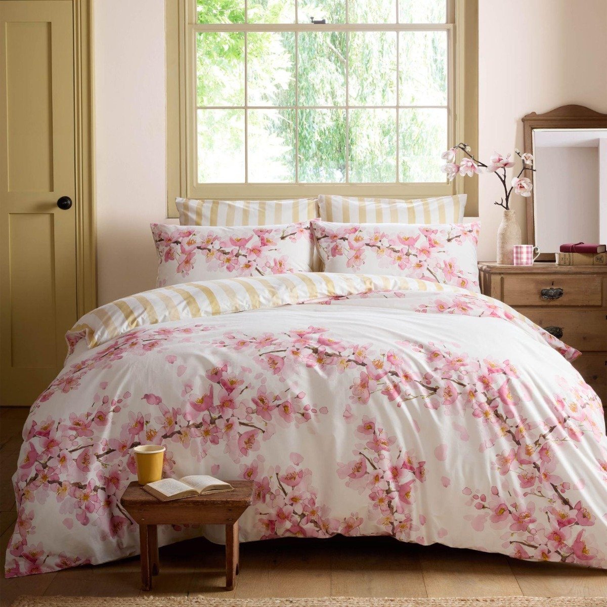 Bluebellgray Cherry Blossom Pink Duvet Cover Set - Double