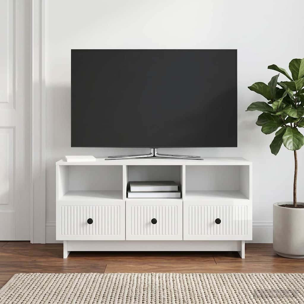 Walplus High Gloss TV Cabinet - High Gloss White - 102 x 34.5 x 50 cm