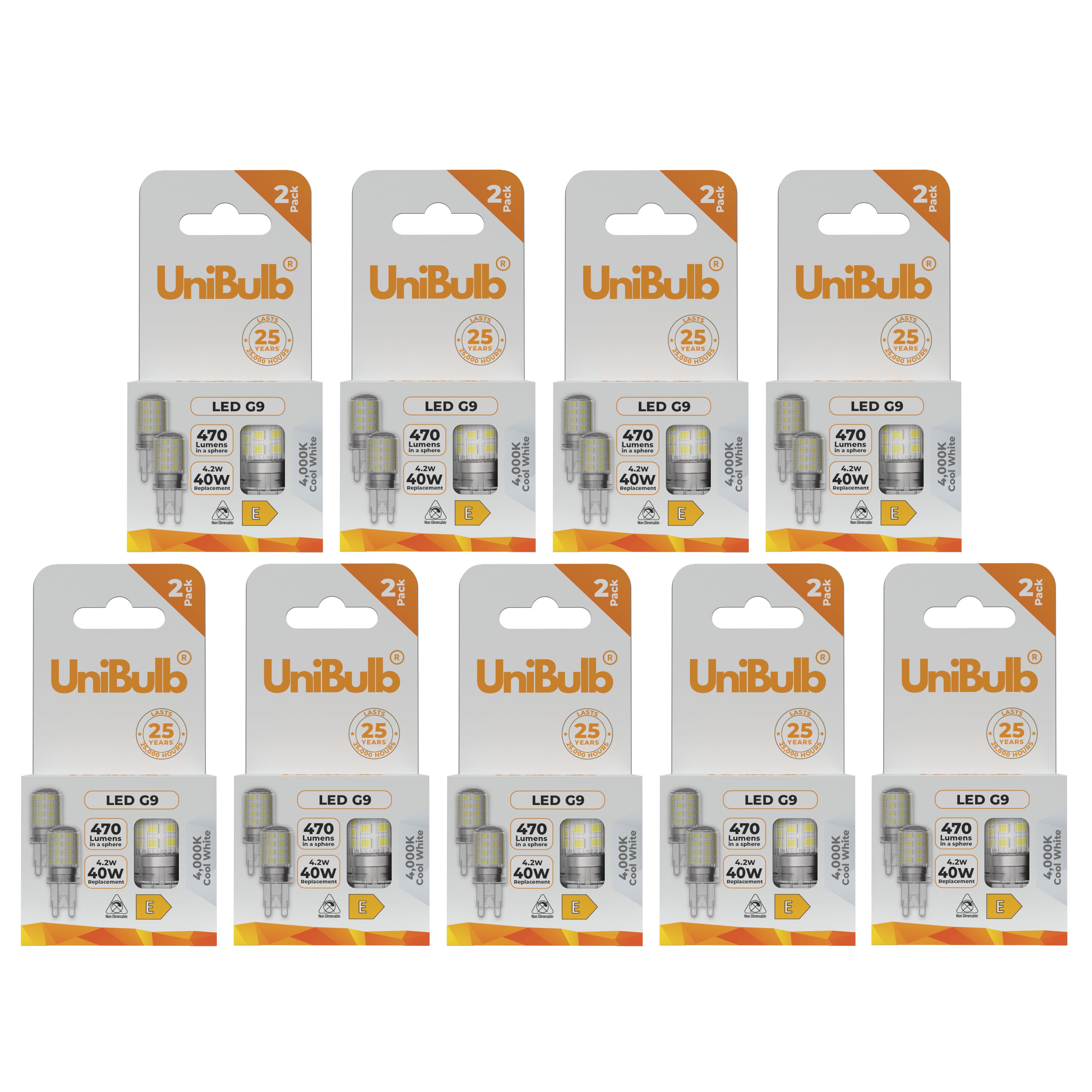 UniBulb 4.2W LED Cool White Capsule G9 Light Bulb - Pack of 18
