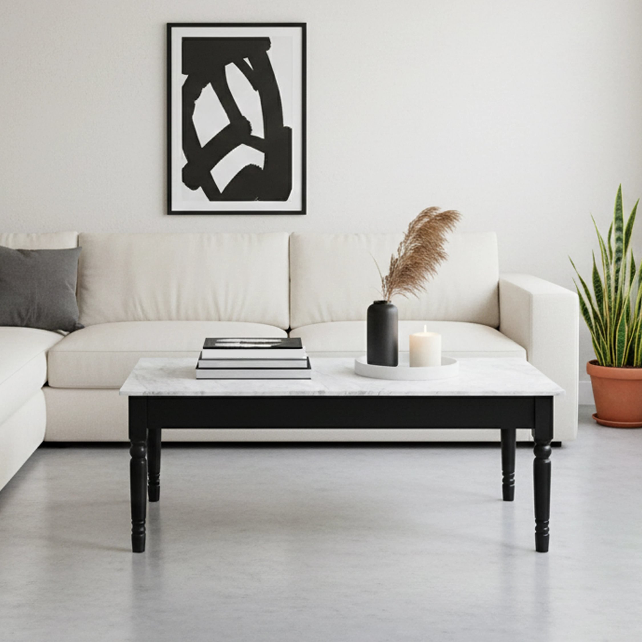Orsina Henley Marble Effect Coffee Table - Black and White