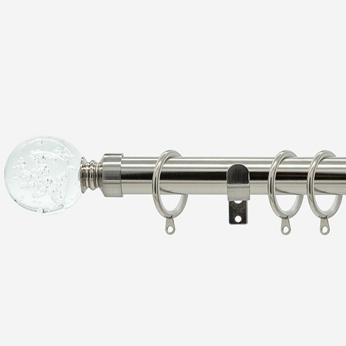 New Edge Blinds Stainless Steel 28mm Bubbles Fixed Metal Curtain Pole - 160cm