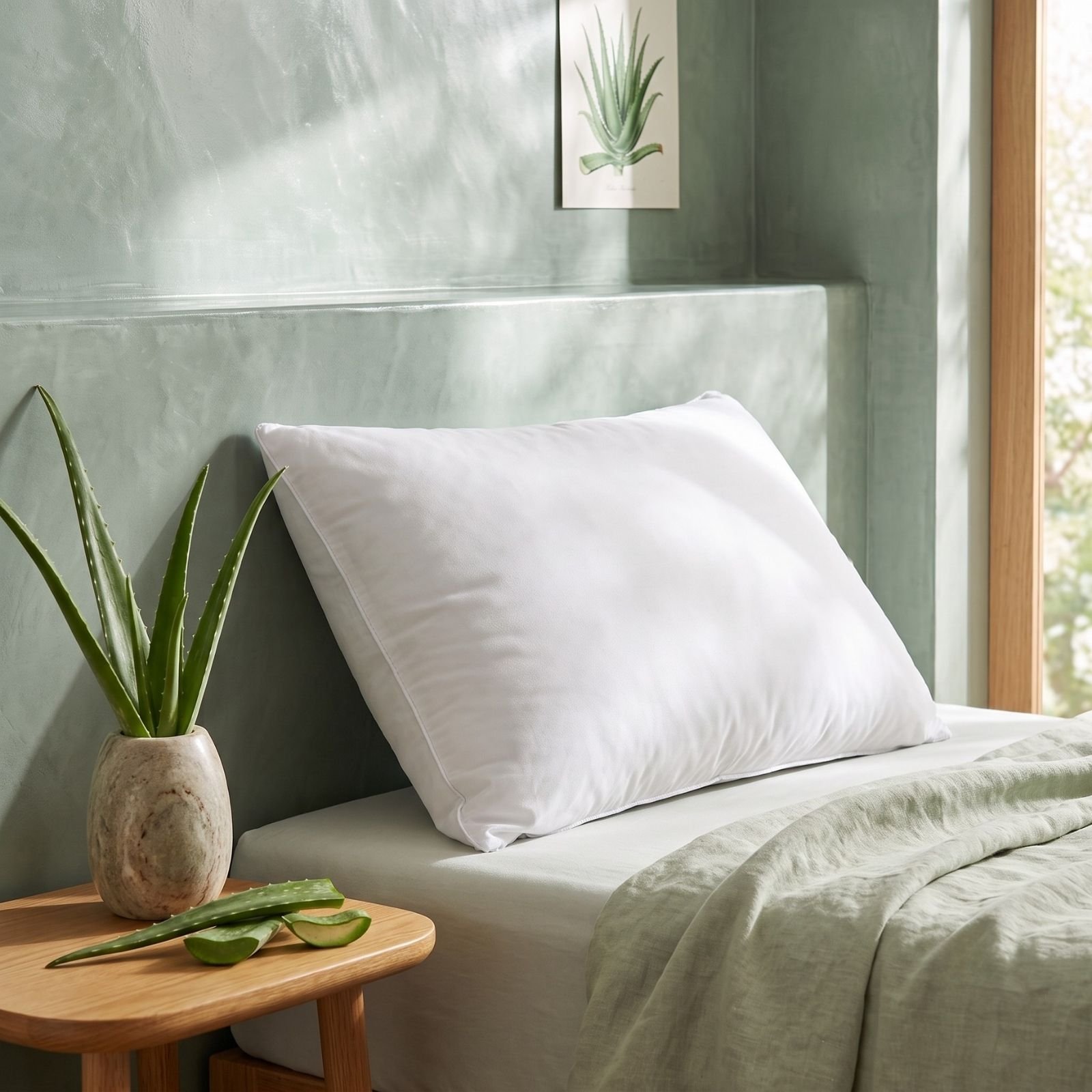 Homescapes Aloe Vera Infused Goose Feather and Down Pillow Extra Fill