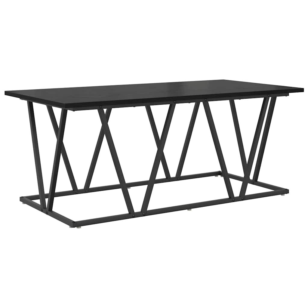 Walplus Engineered Wood and Metal Coffee Table - Black Oak - 100 x 50 x 40 cm