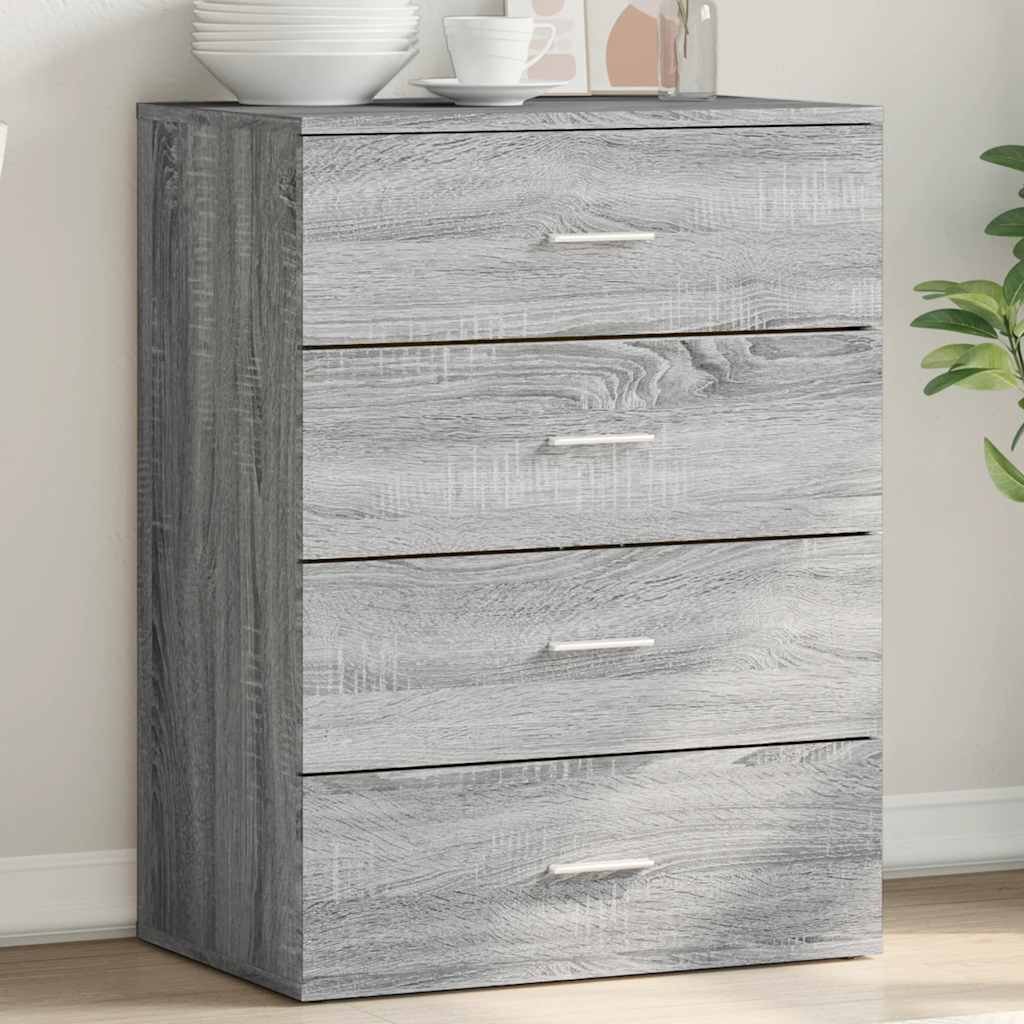 Walplus Engineered Wood Sideboard - Grey Sonoma - 60 x 39 x 80 cm