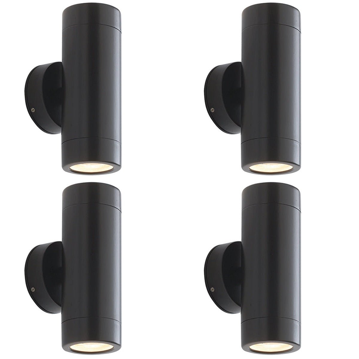 Loops Direct Pack of 4 LED Twin Wall Light Aluminium Alloy - Satin Black